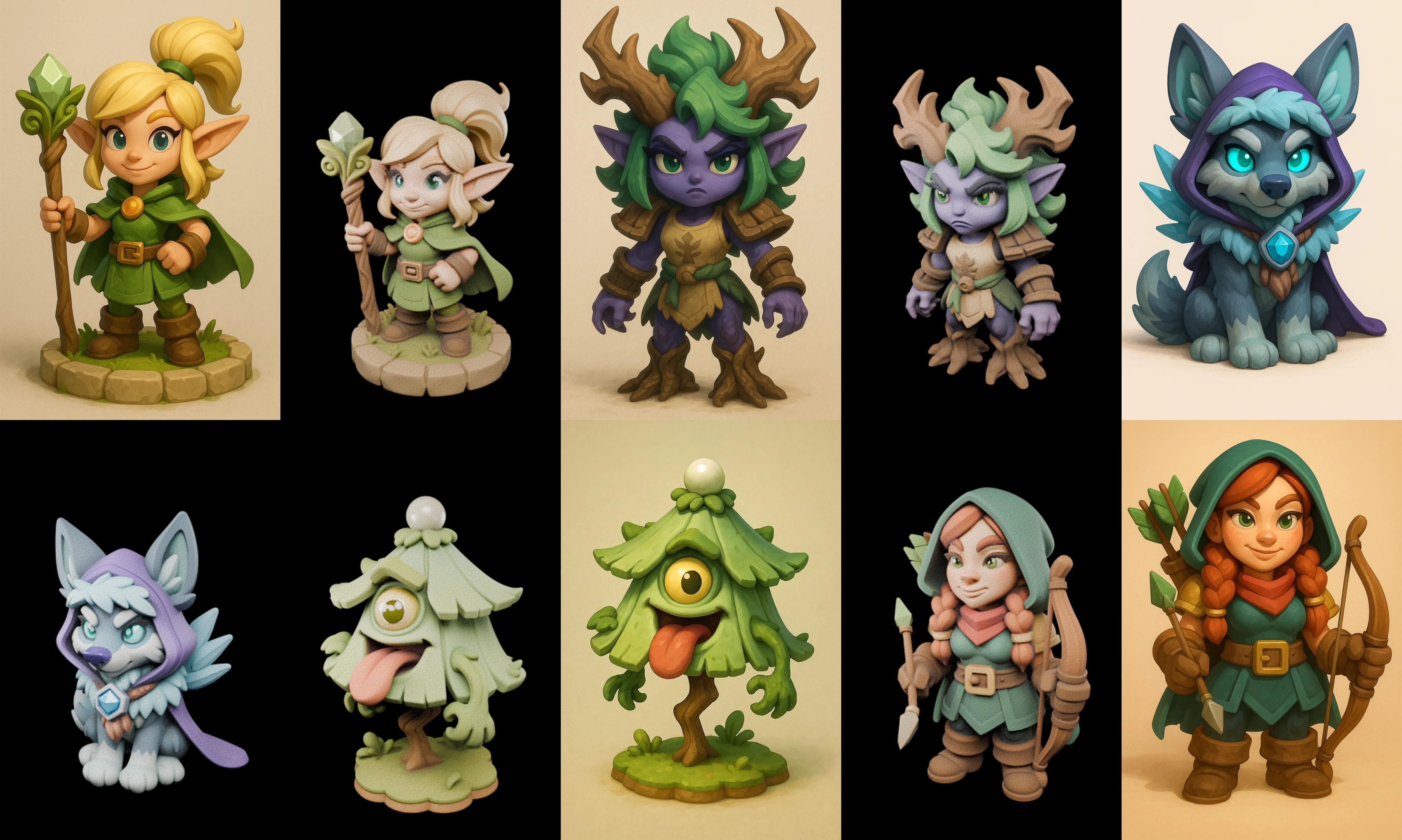 Role Play Fantasy Character bundle 65 pack 100 glb Low-poly 3D model_13