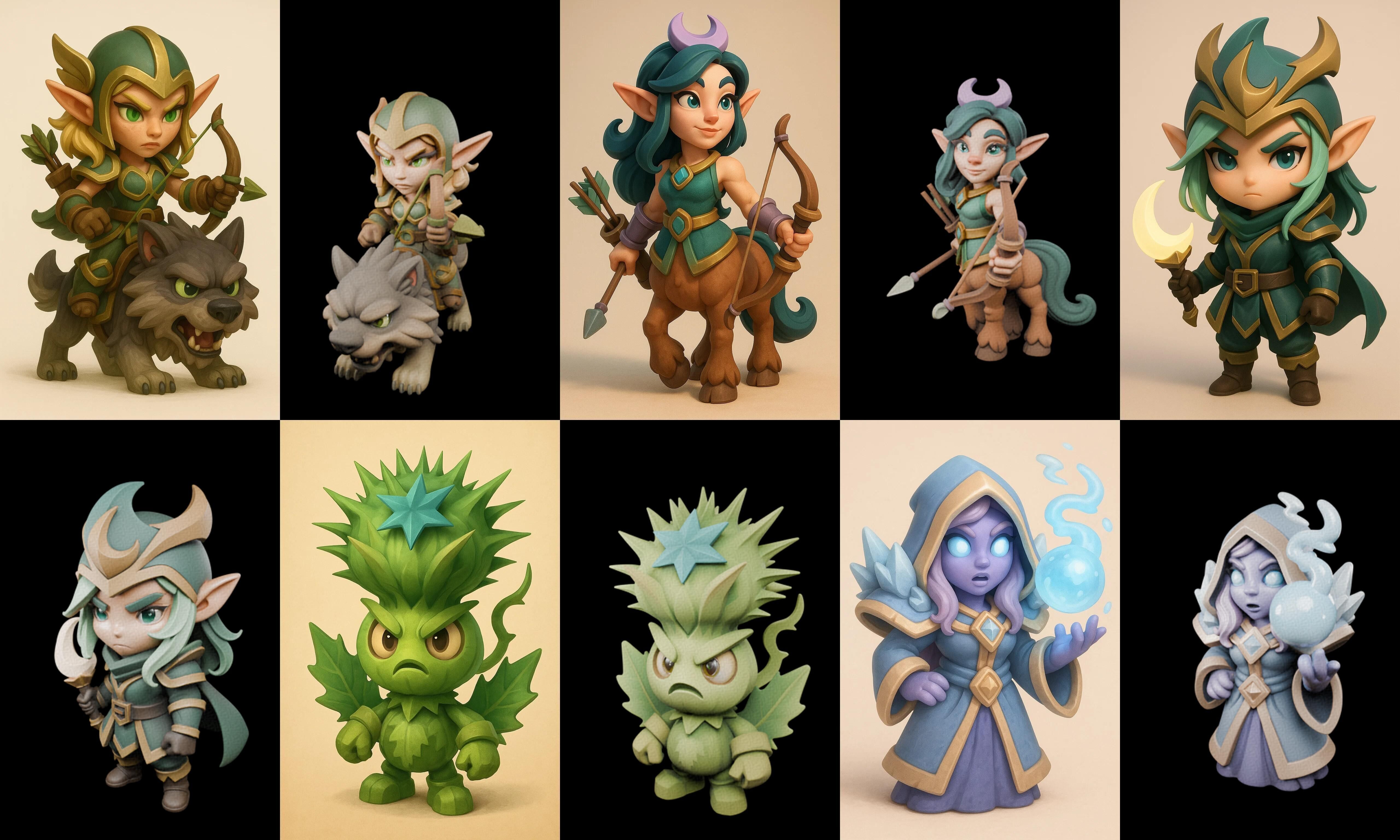 Role Play Fantasy Character bundle 65 pack 100 glb Low-poly 3D model_10