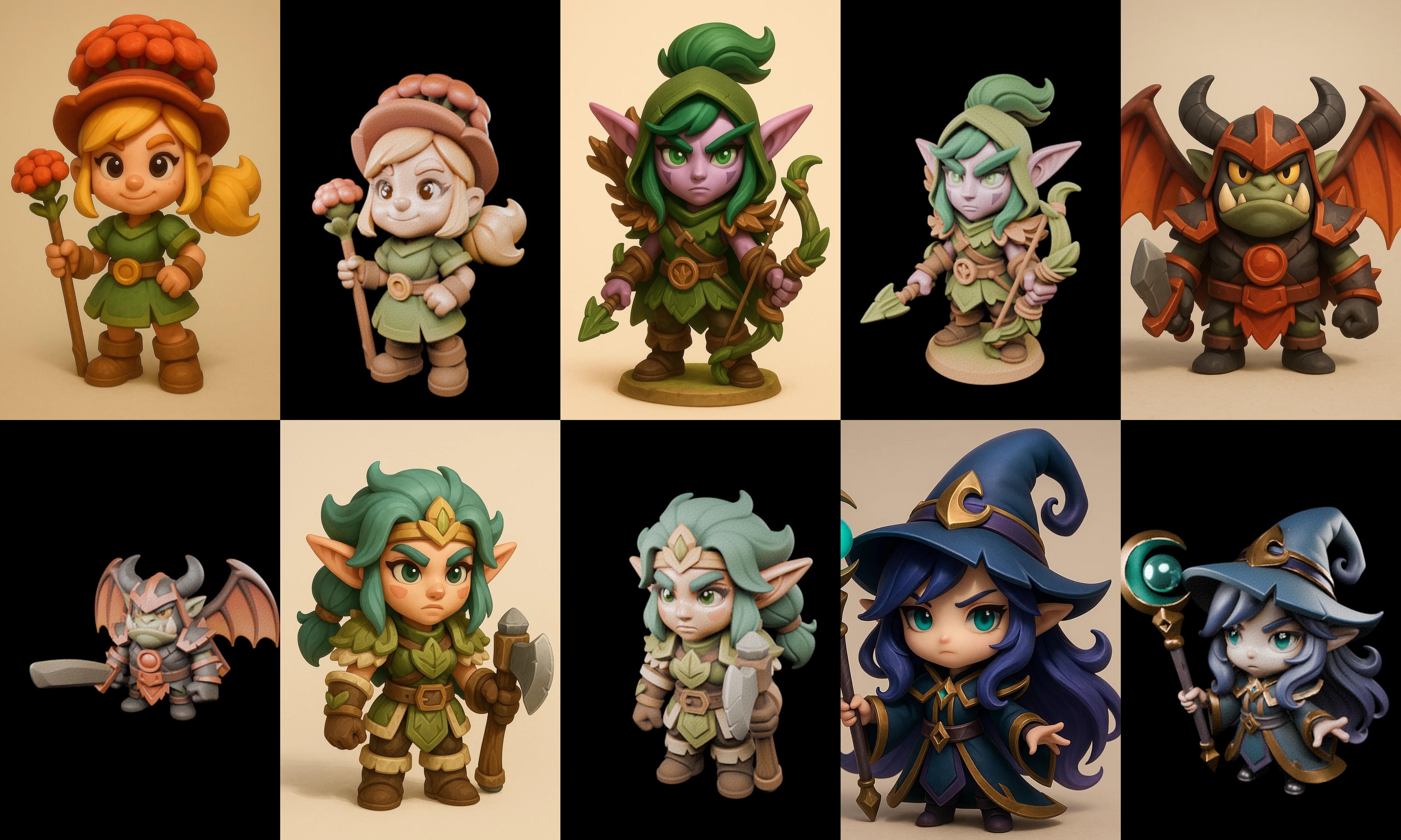 Role Play Fantasy Character bundle 65 pack 100 glb Low-poly 3D model_15