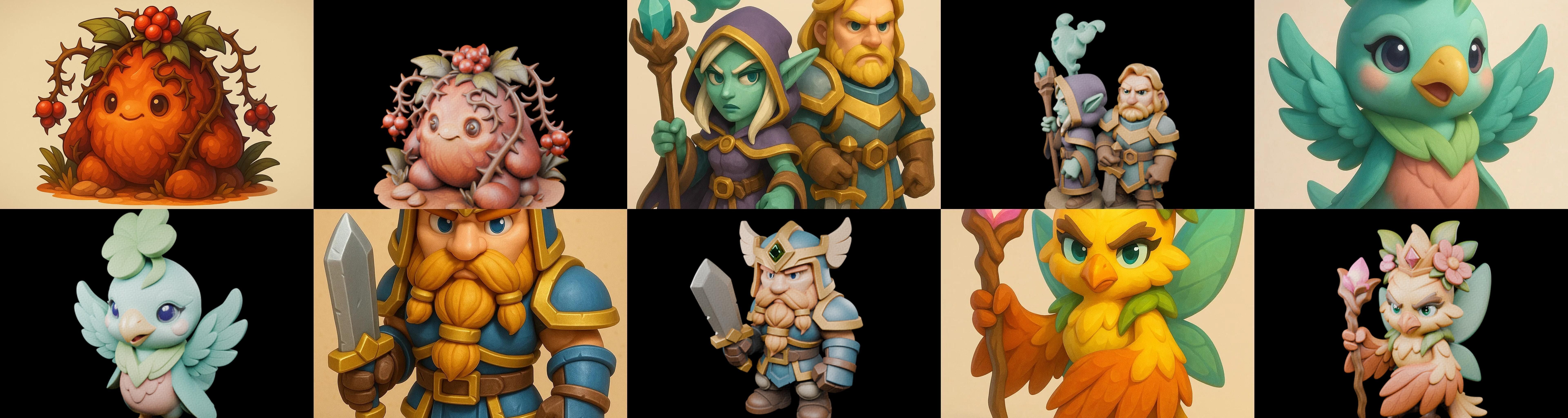 Role Play Fantasy Character bundle 65 pack 100 glb Low-poly 3D model_6