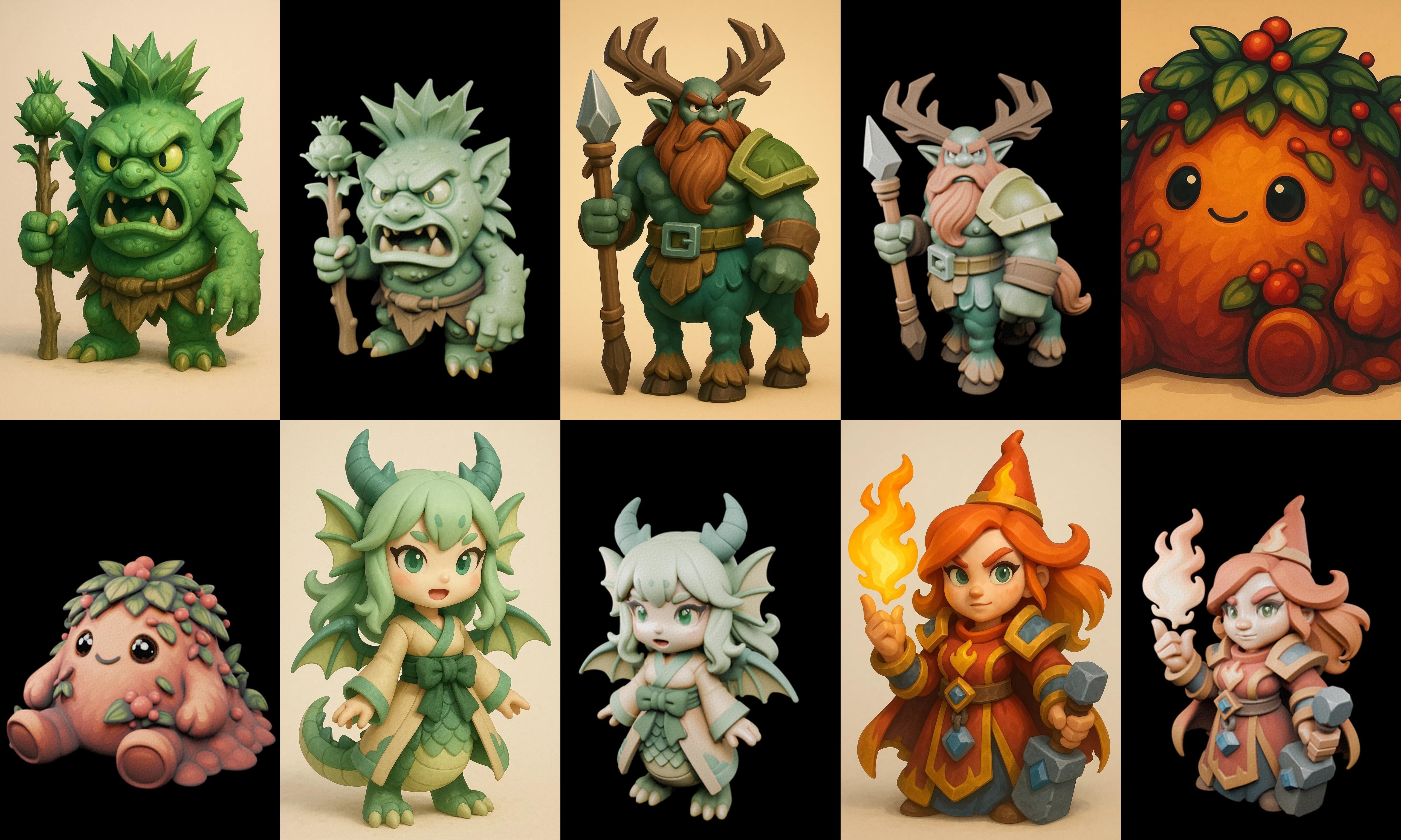 Role Play Fantasy Character bundle 65 pack 100 glb Low-poly 3D model_3