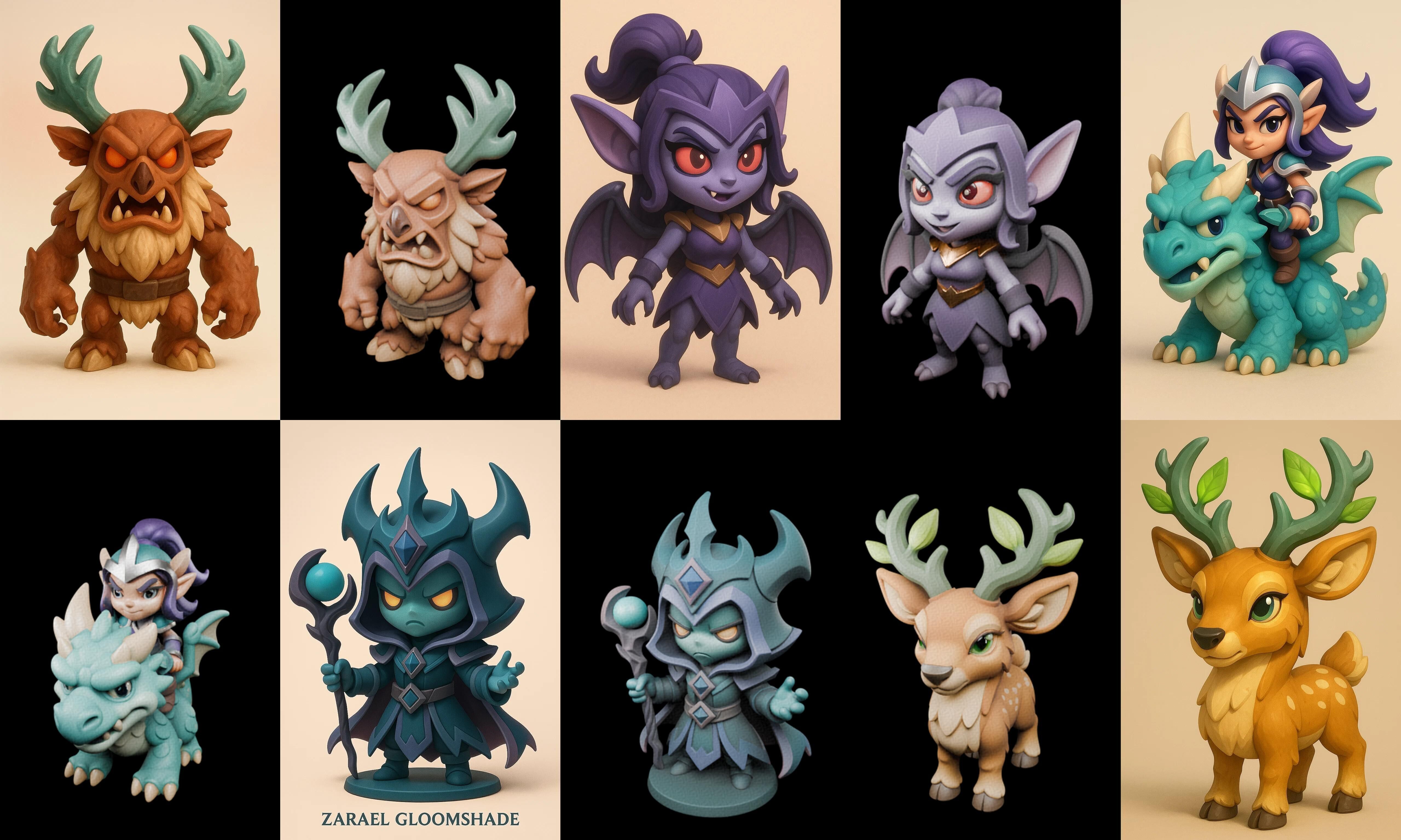Role Play Fantasy Character bundle 65 pack 100 glb Low-poly 3D model_16