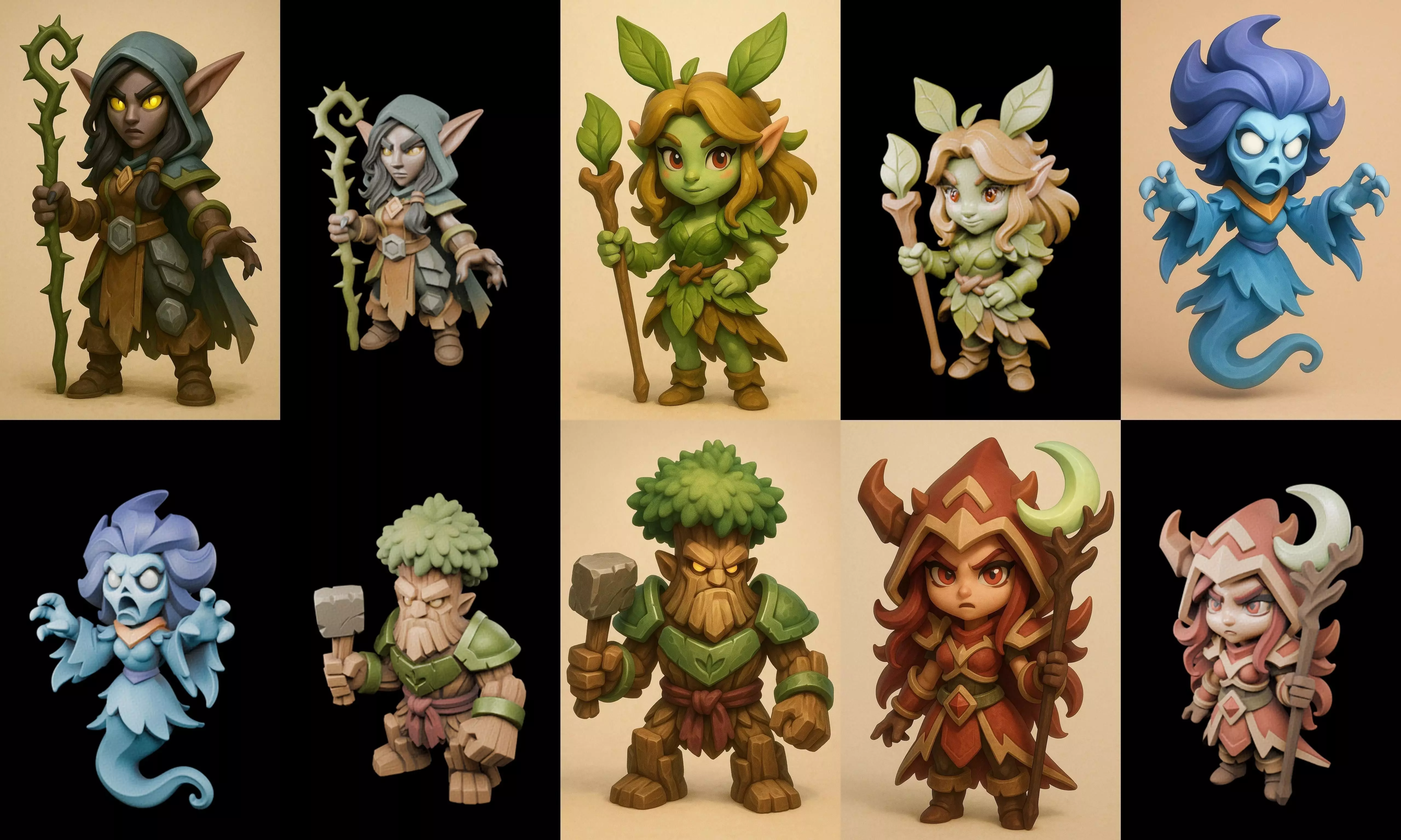 Role Play Fantasy Character bundle 65 pack 100 glb Low-poly 3D model_0