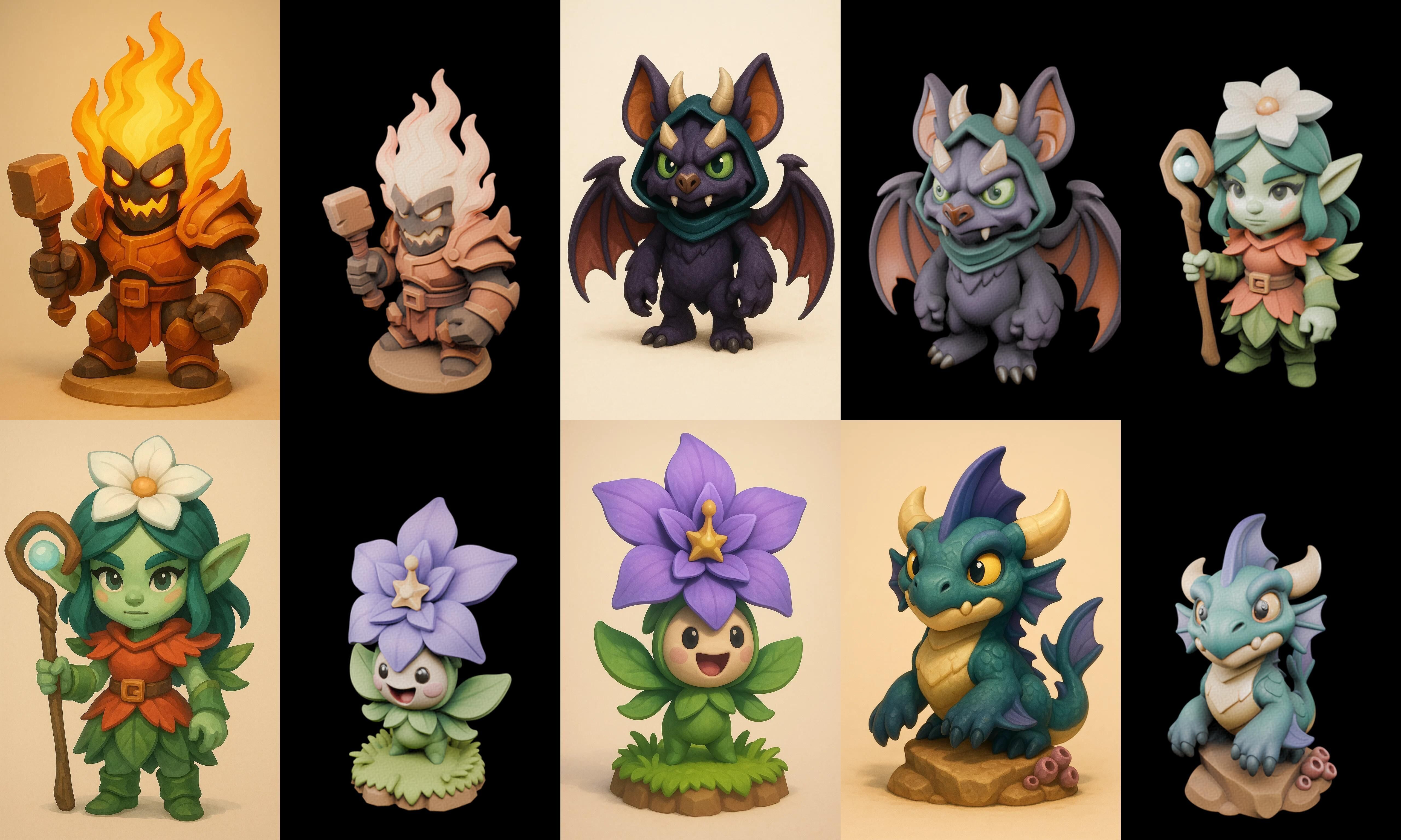 Role Play Fantasy Character bundle 65 pack 100 glb Low-poly 3D model_17