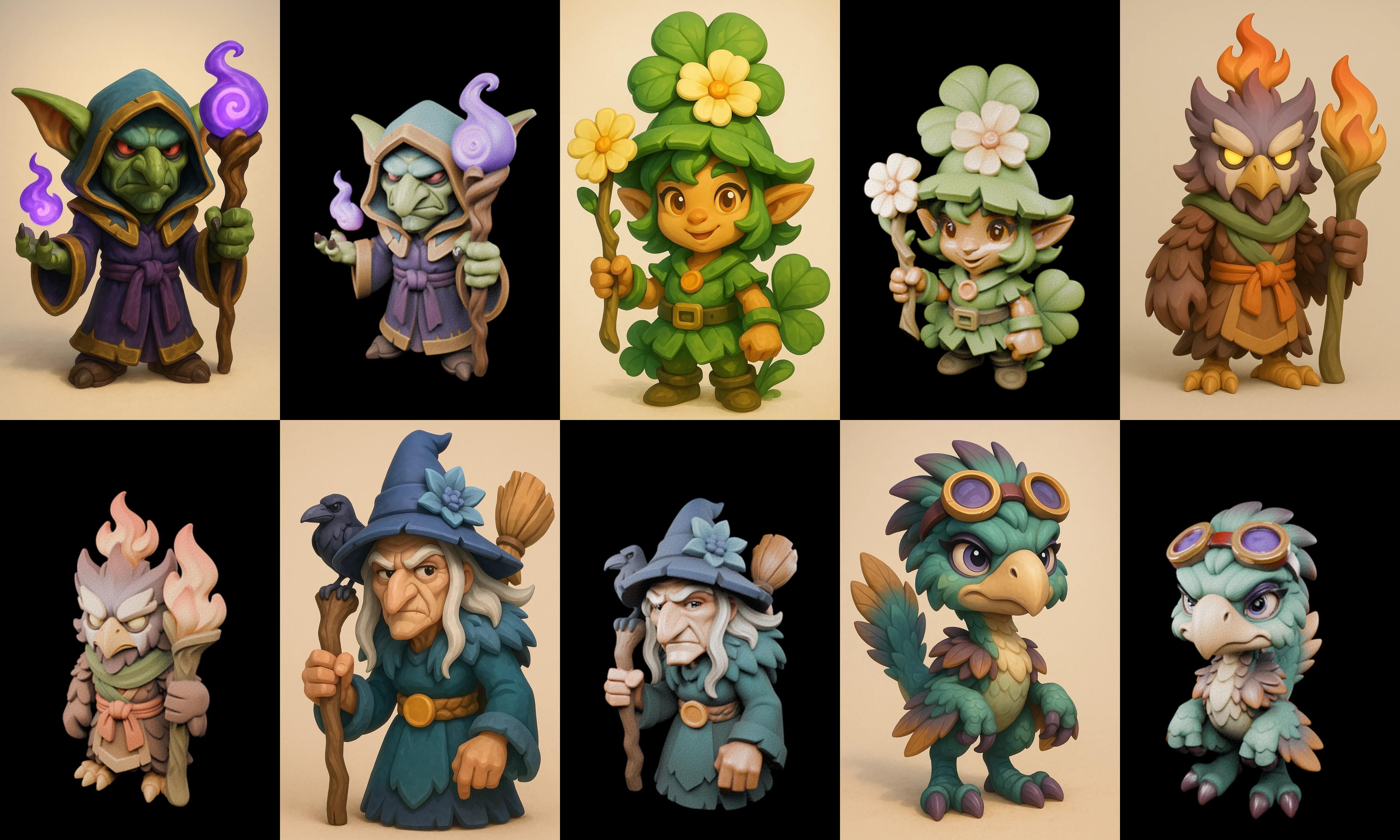 Role Play Fantasy Character bundle 65 pack 100 glb Low-poly 3D model_4