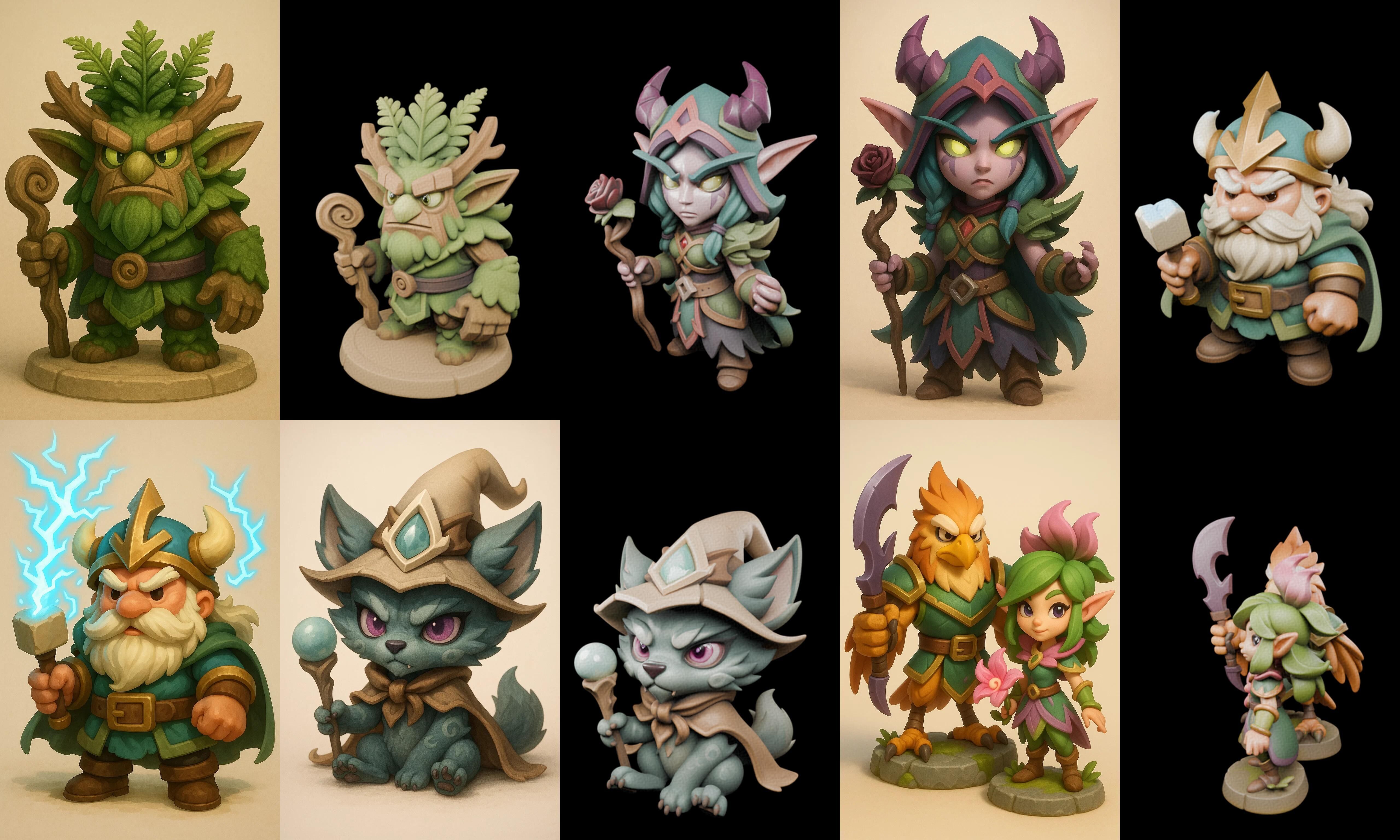 Role Play Fantasy Character bundle 65 pack 100 glb Low-poly 3D model_9