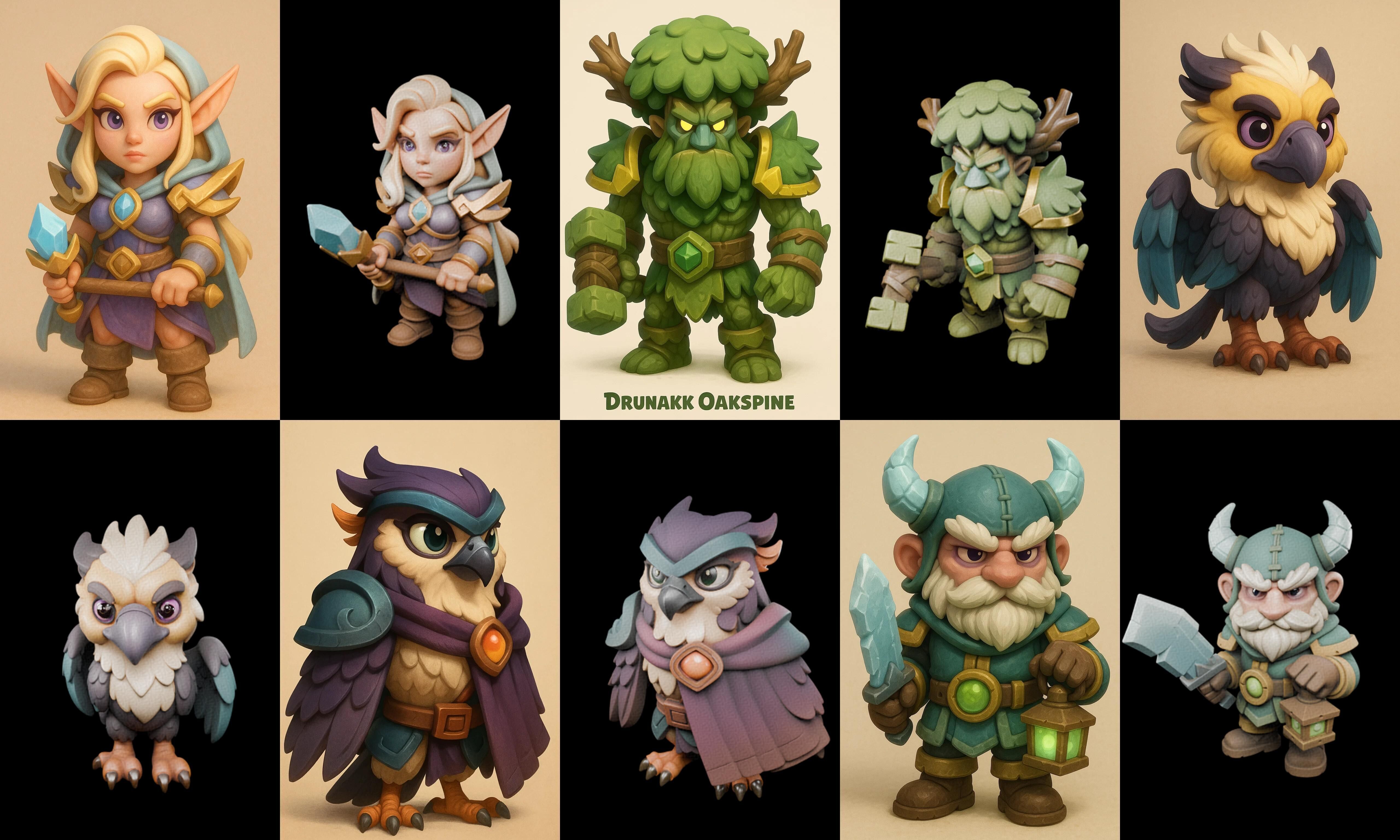Role Play Fantasy Character bundle 65 pack 100 glb Low-poly 3D model_12