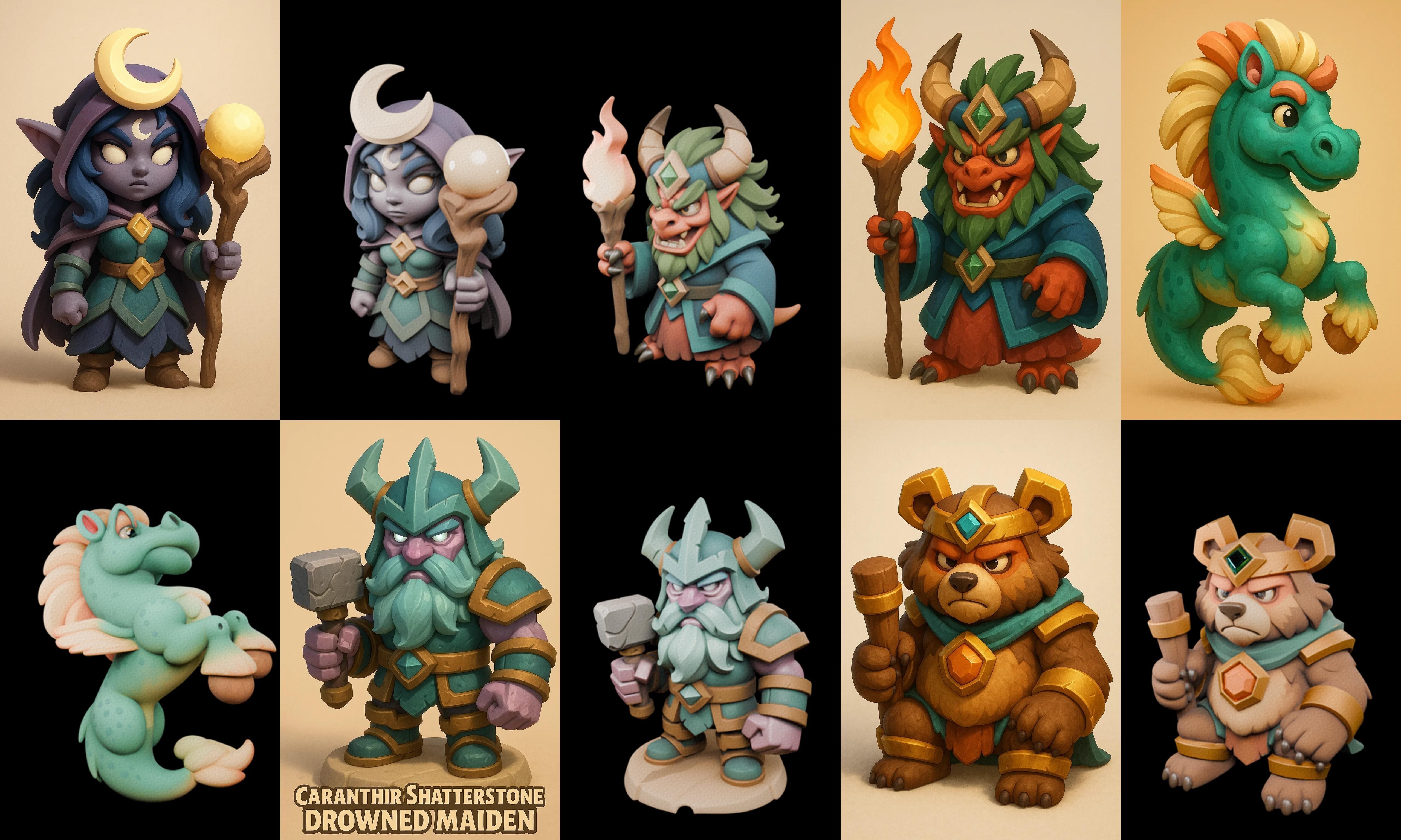 Role Play Fantasy Character bundle 65 pack 100 glb Low-poly 3D model_8
