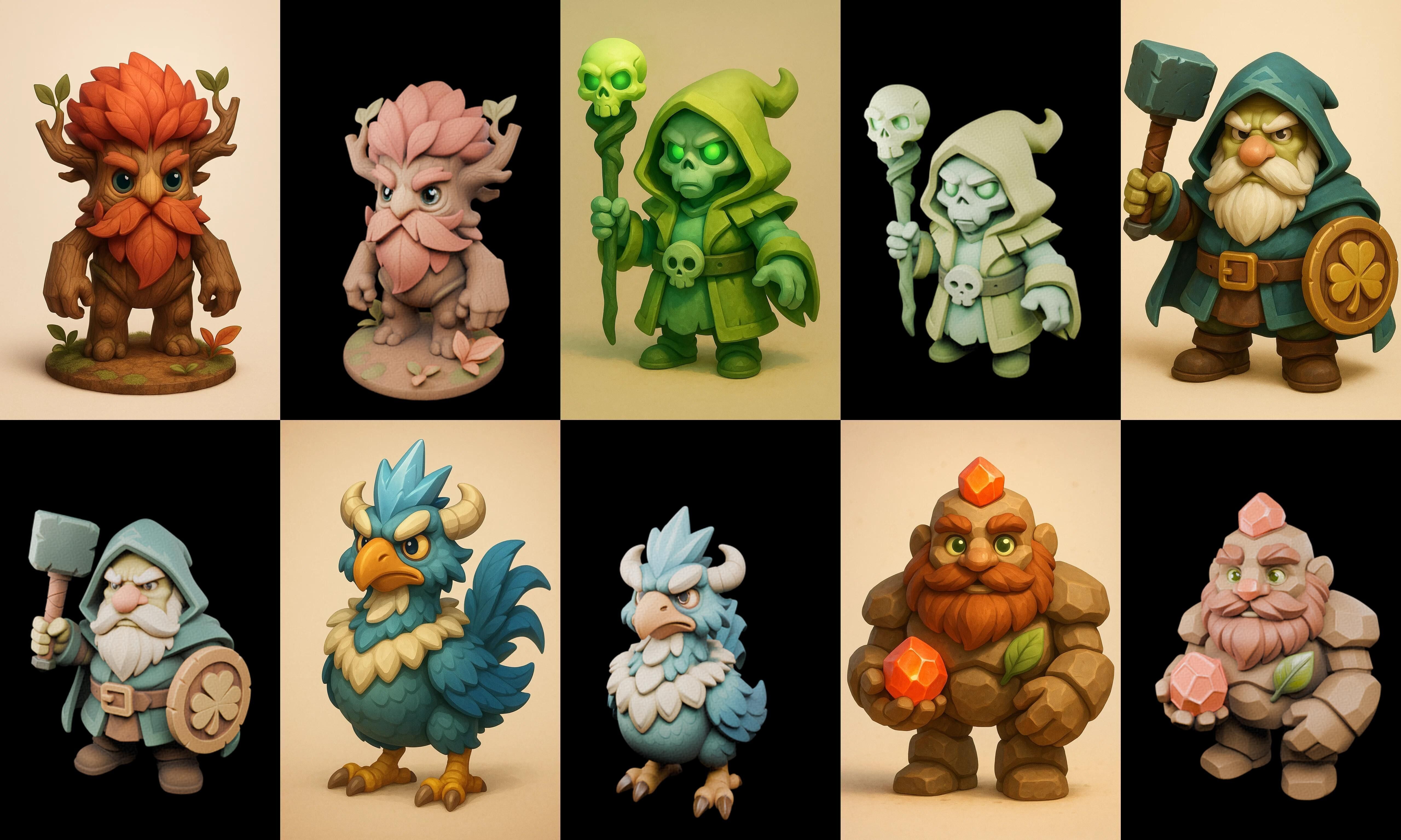 Role Play Fantasy Character bundle 65 pack 100 glb Low-poly 3D model_5