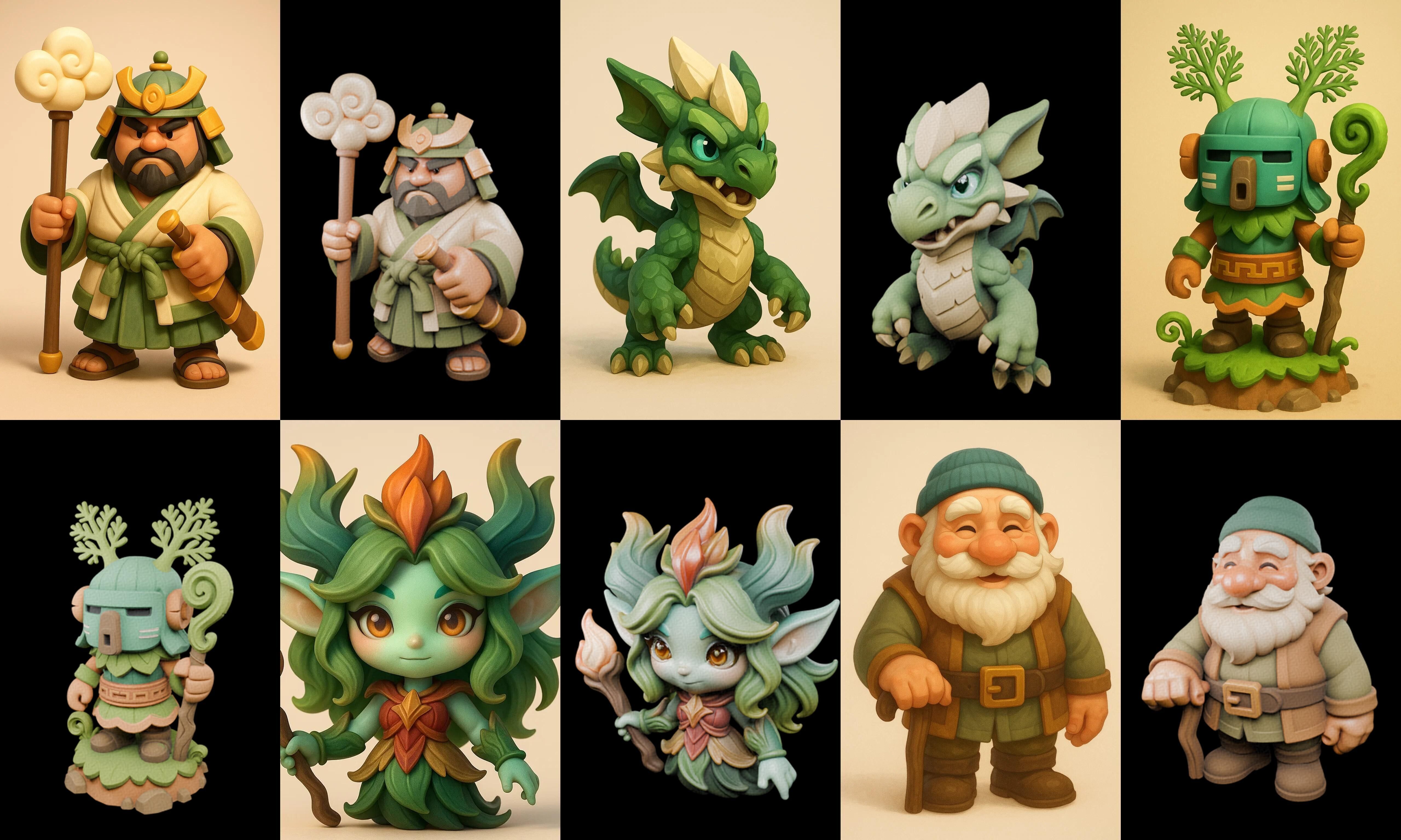 Role Play Fantasy Character bundle 65 pack 100 glb Low-poly 3D model_7
