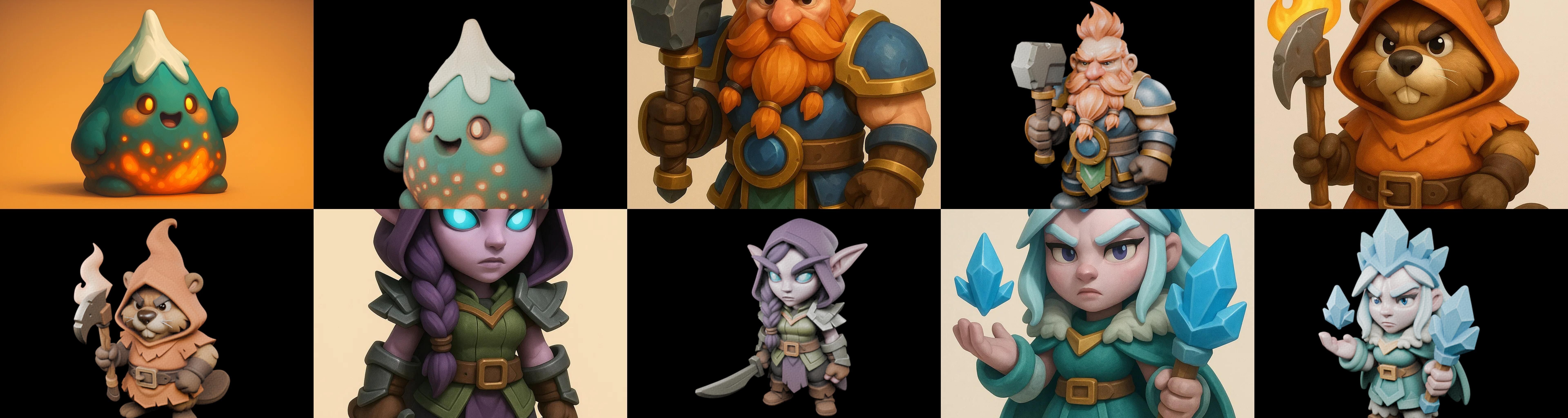 Role Play Fantasy Character bundle 65 pack 100 glb Low-poly 3D model_2