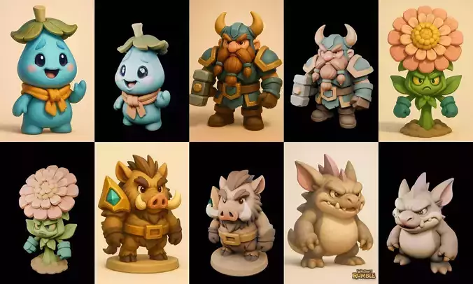 Role Play Fantasy Character bundle 64 pack 100 glb