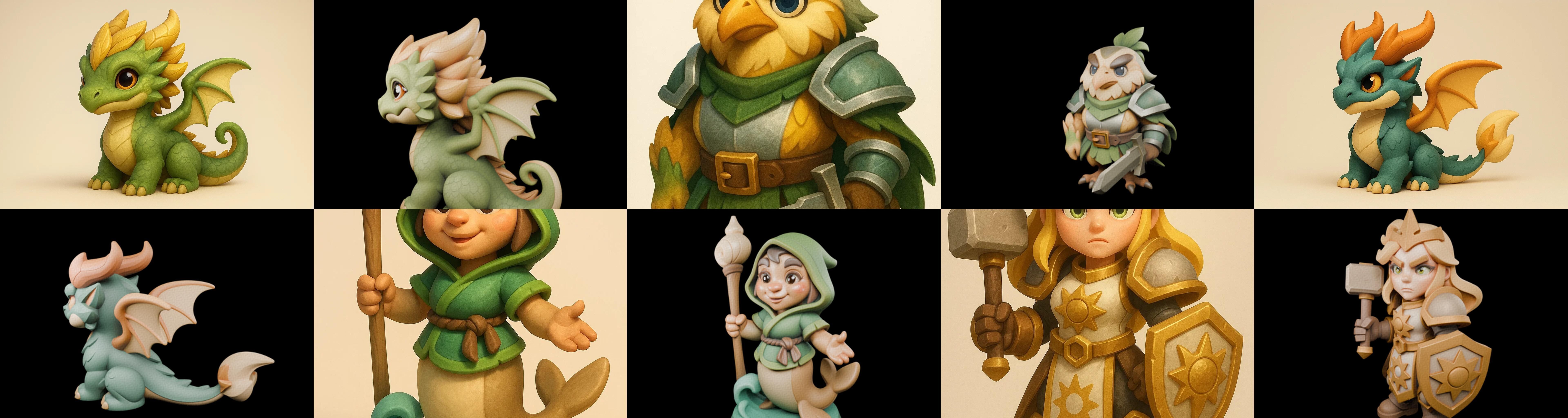 Role Play Fantasy Character bundle 62 pack 100 glb Low-poly 3D model_14