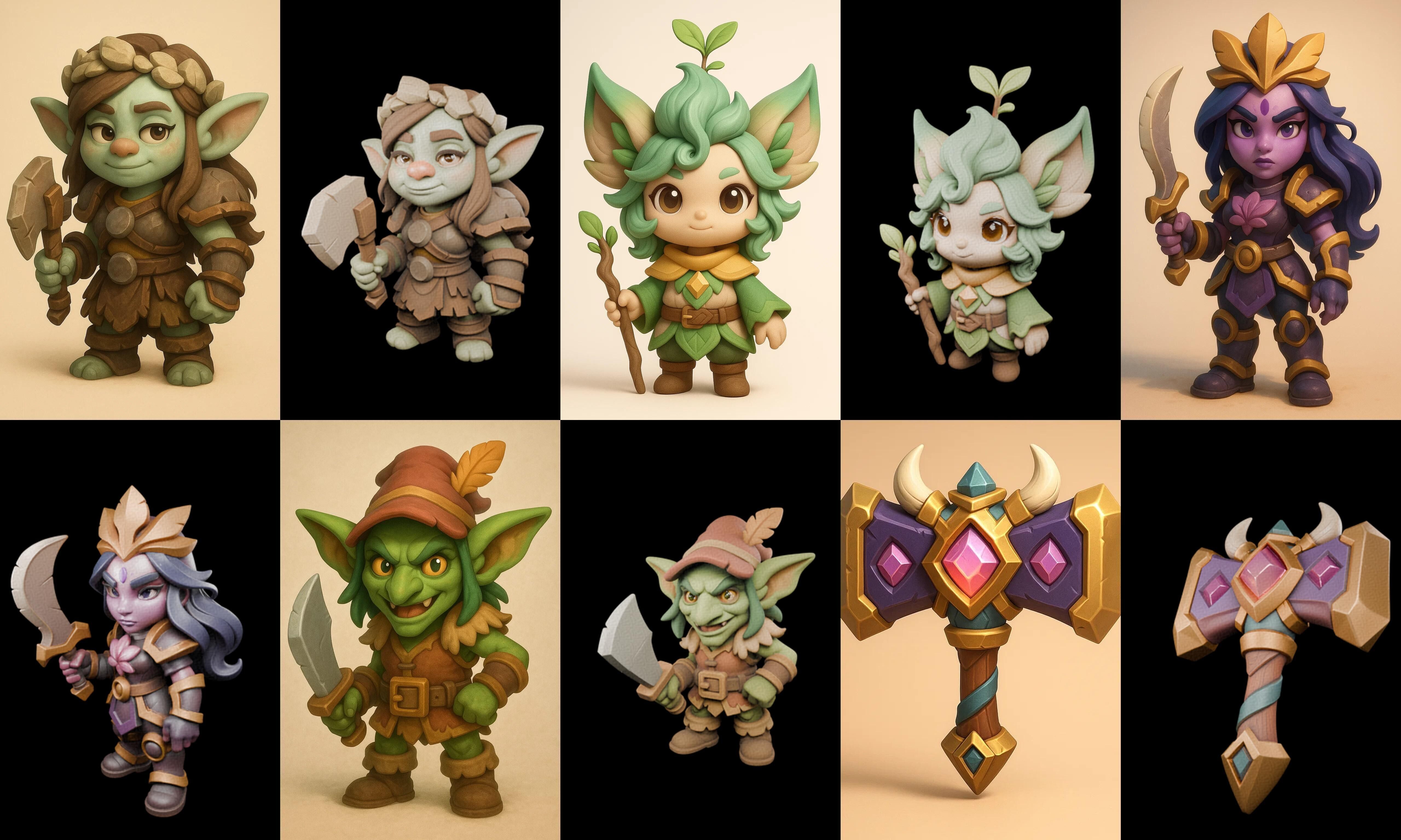 Role Play Fantasy Character bundle 62 pack 100 glb Low-poly 3D model_4
