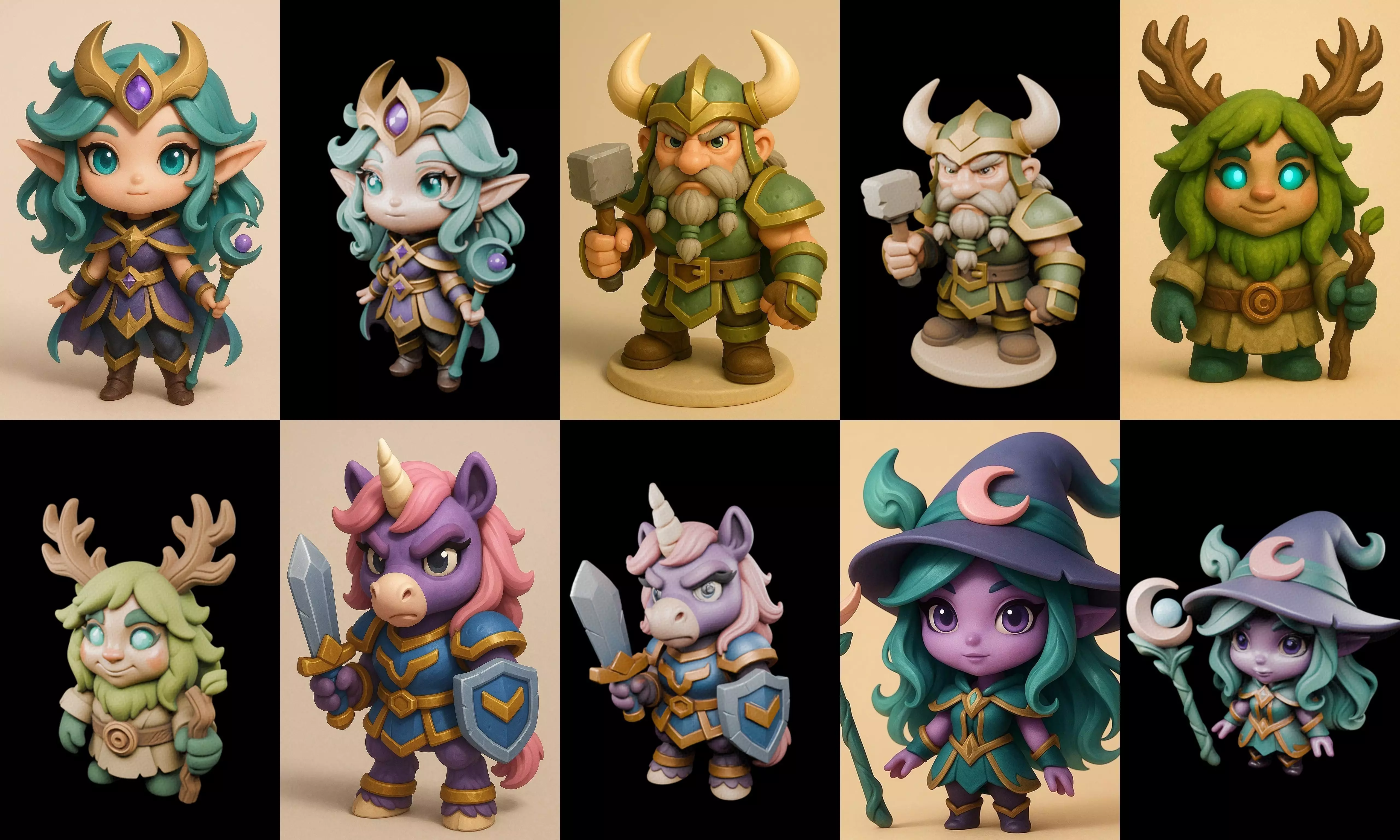 Role Play Fantasy Character bundle 62 pack 100 glb Low-poly 3D model_0