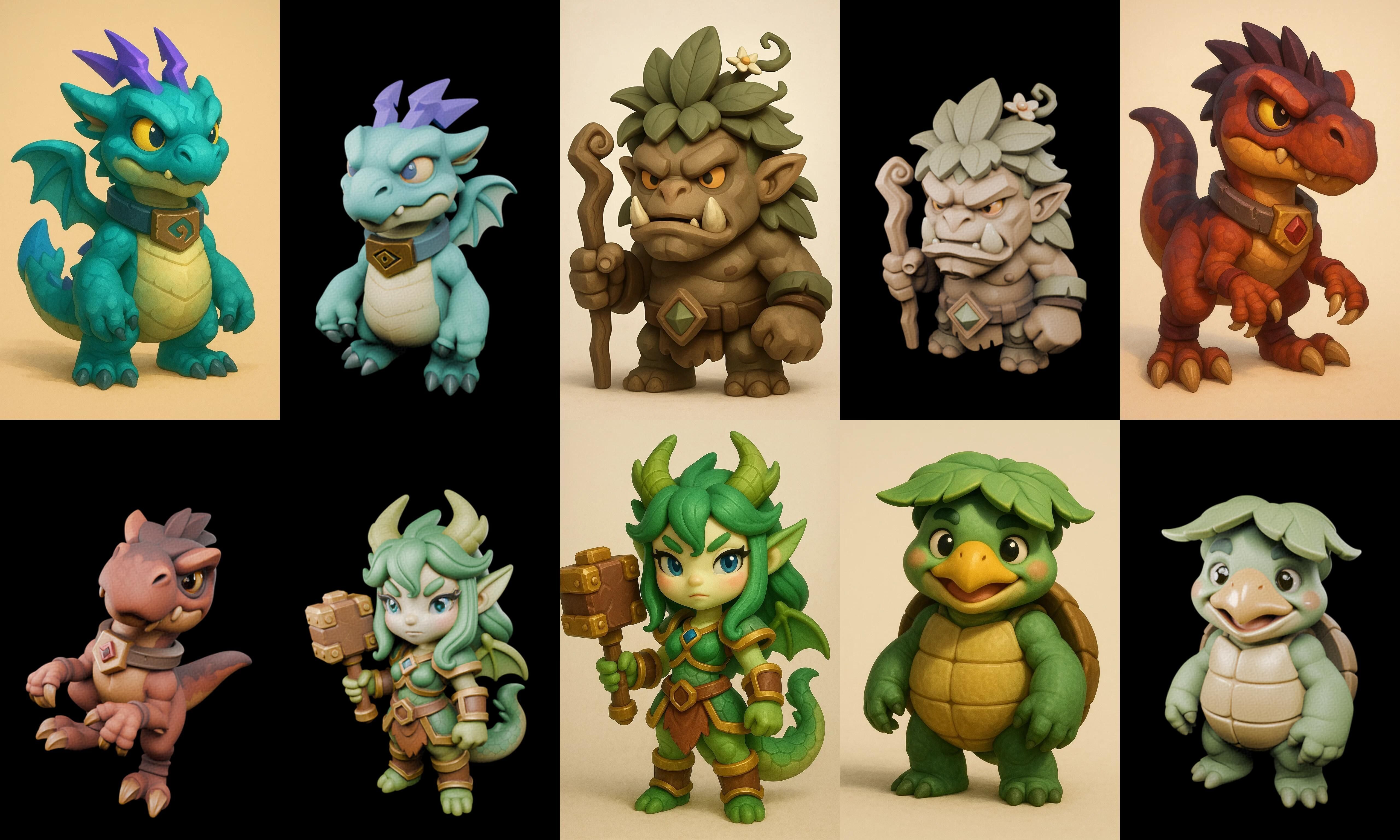 Role Play Fantasy Character bundle 62 pack 100 glb Low-poly 3D model_6