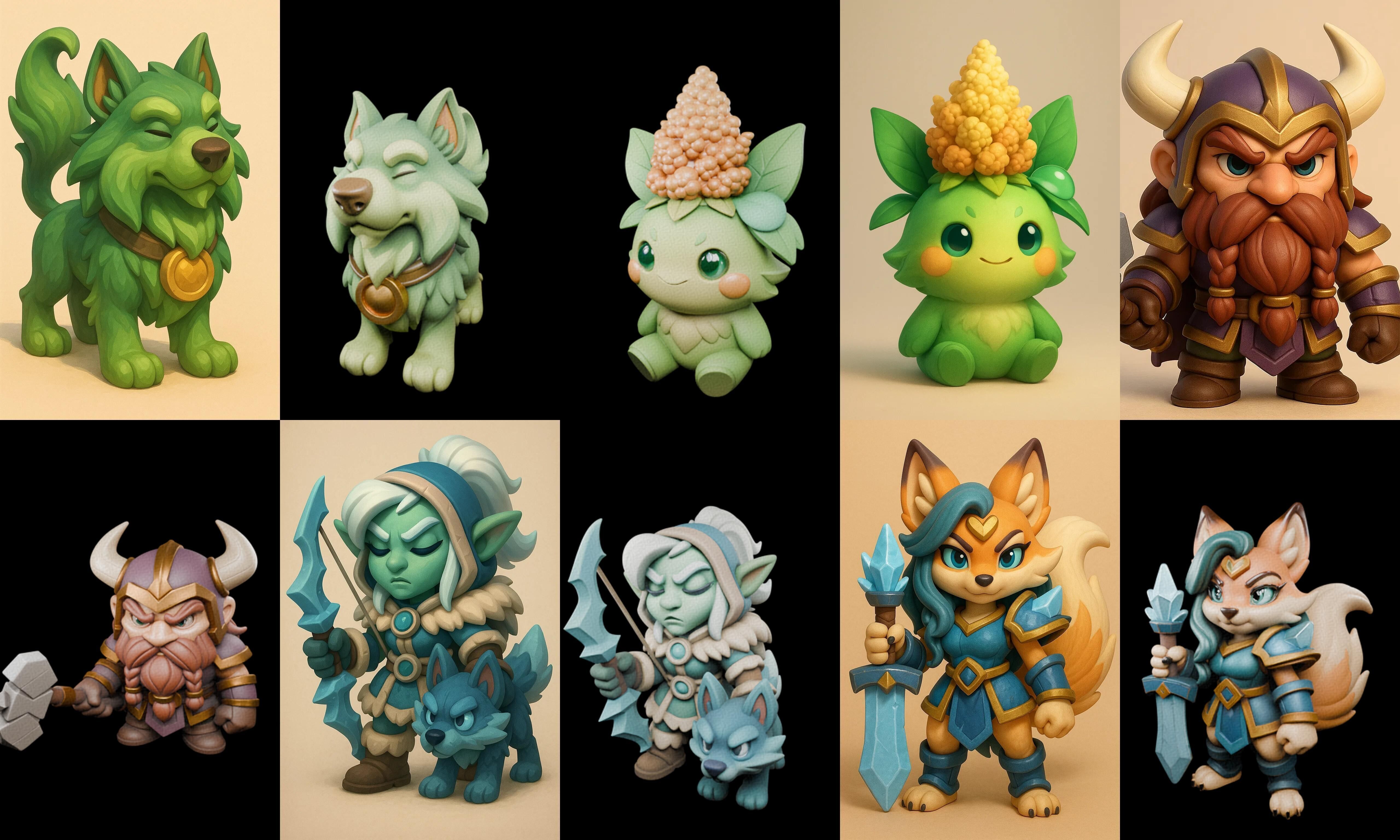 Role Play Fantasy Character bundle 62 pack 100 glb Low-poly 3D model_8
