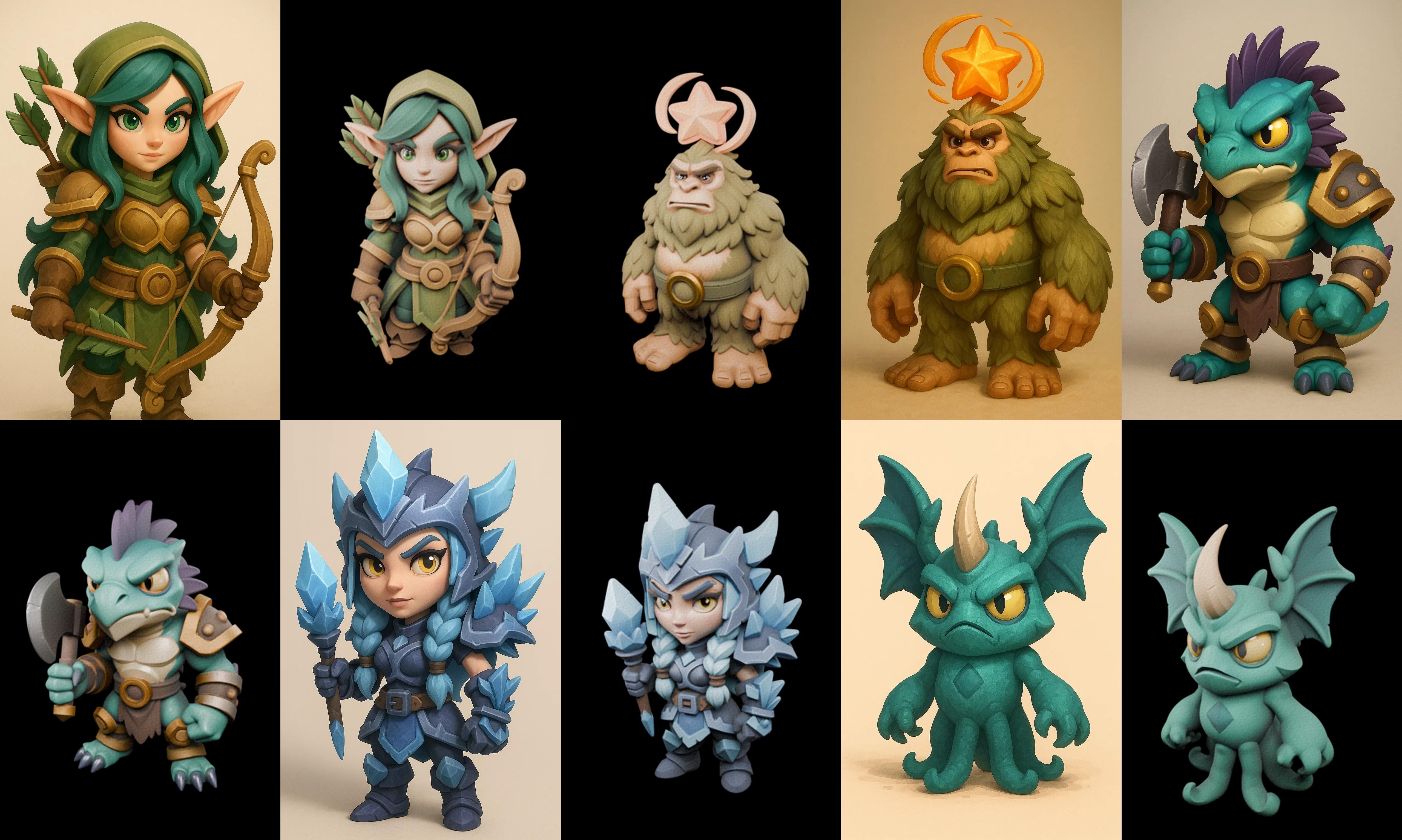 Role Play Fantasy Character bundle 62 pack 100 glb Low-poly 3D model_13