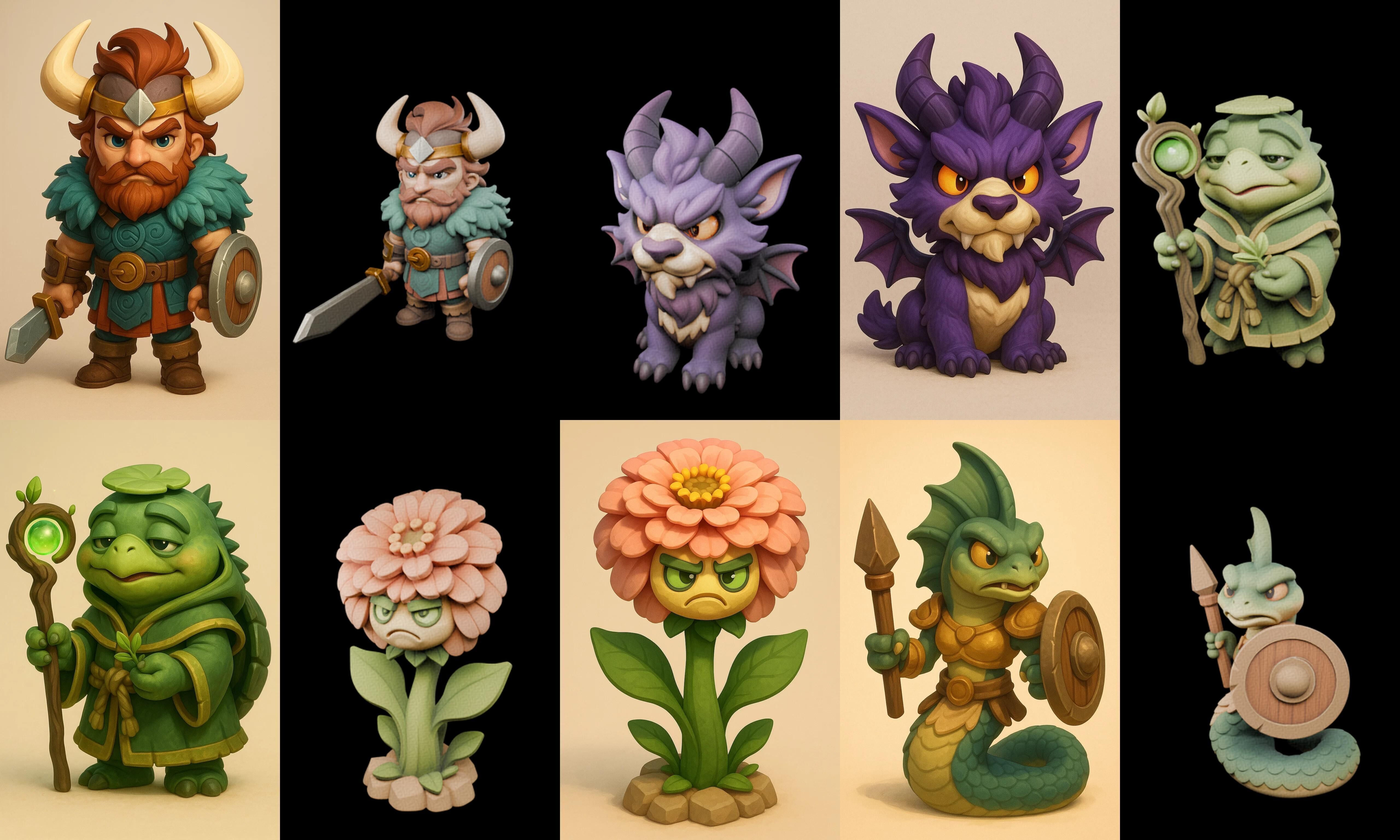 Role Play Fantasy Character bundle 62 pack 100 glb Low-poly 3D model_9