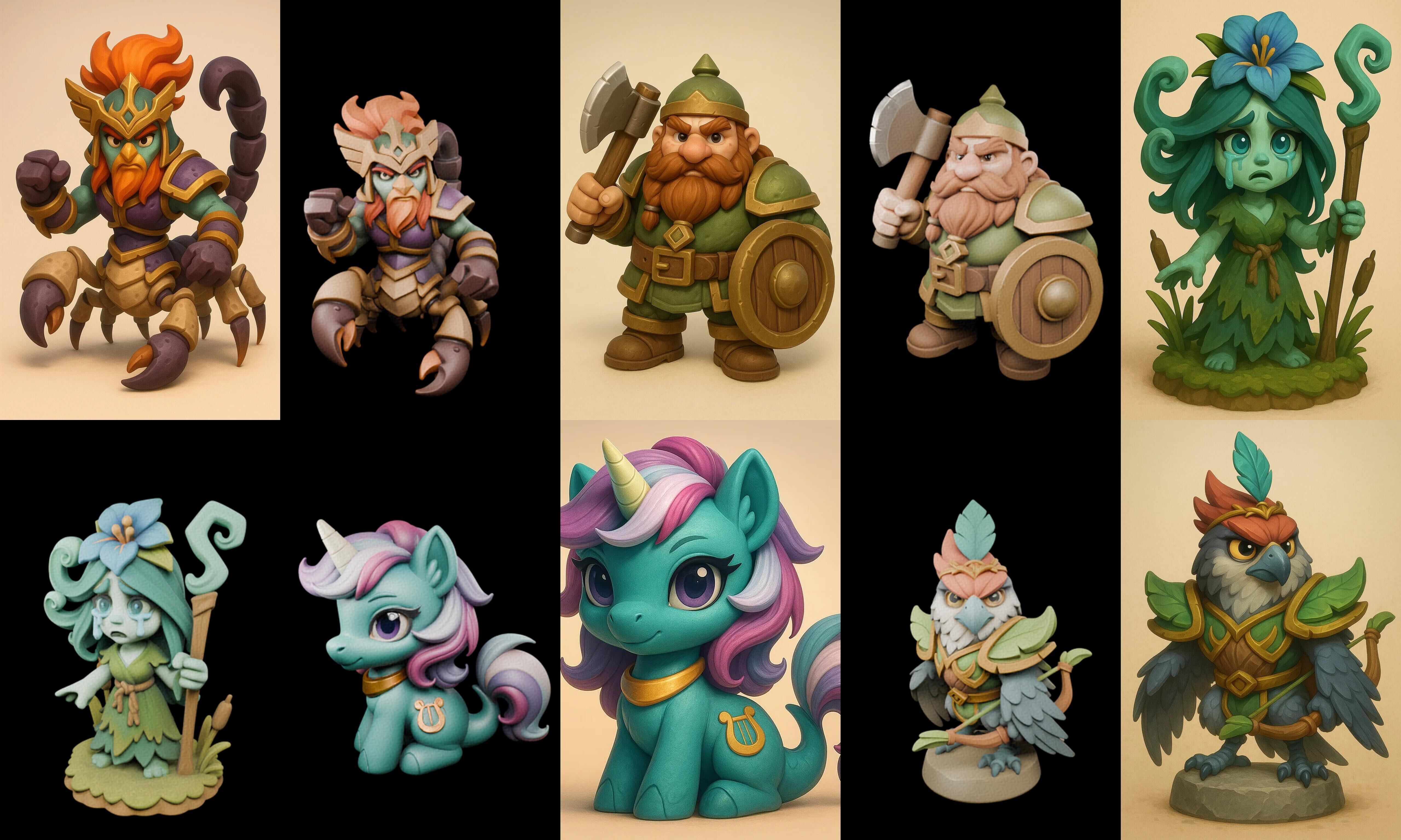 Role Play Fantasy Character bundle 62 pack 100 glb Low-poly 3D model_16