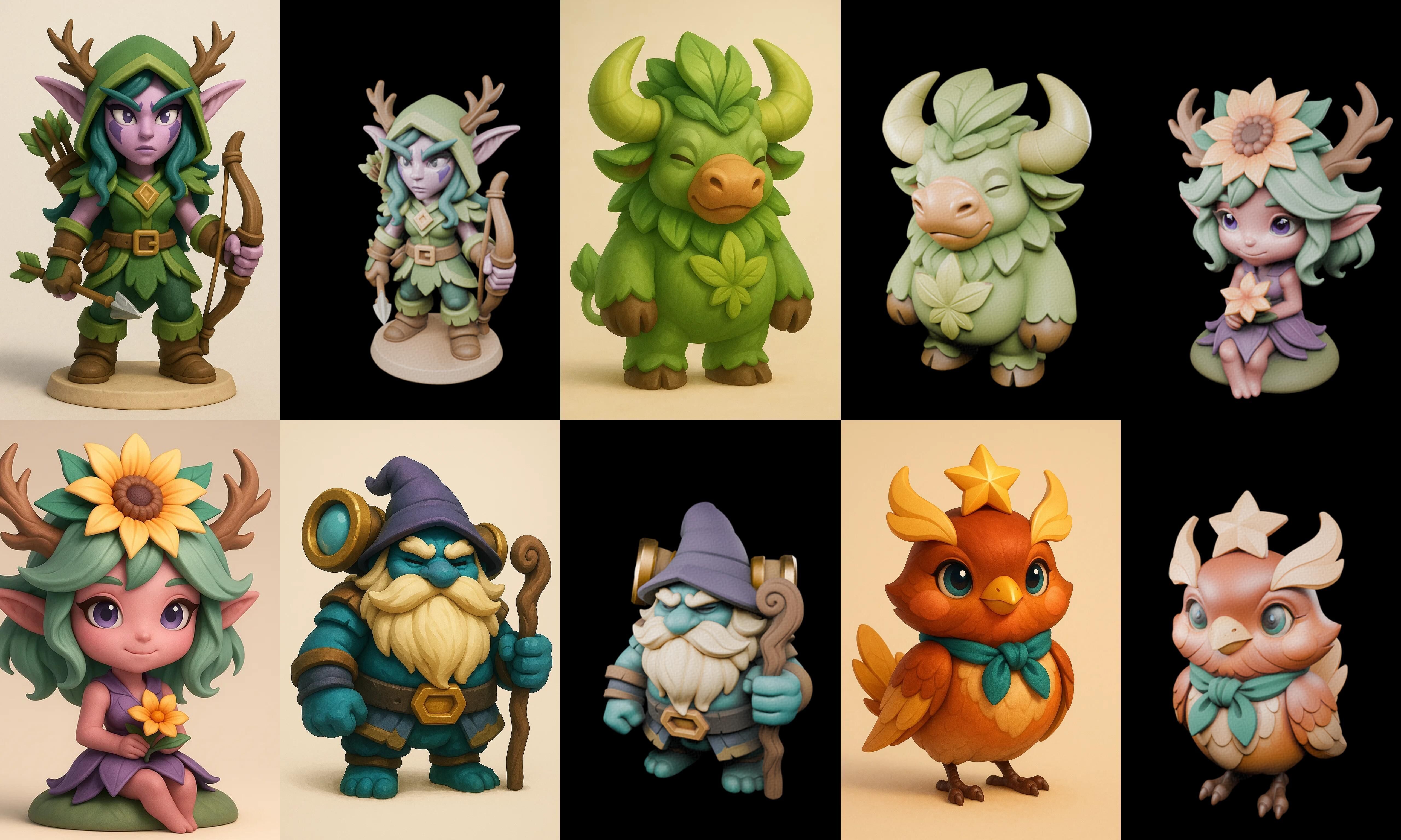 Role Play Fantasy Character bundle 62 pack 100 glb Low-poly 3D model_3