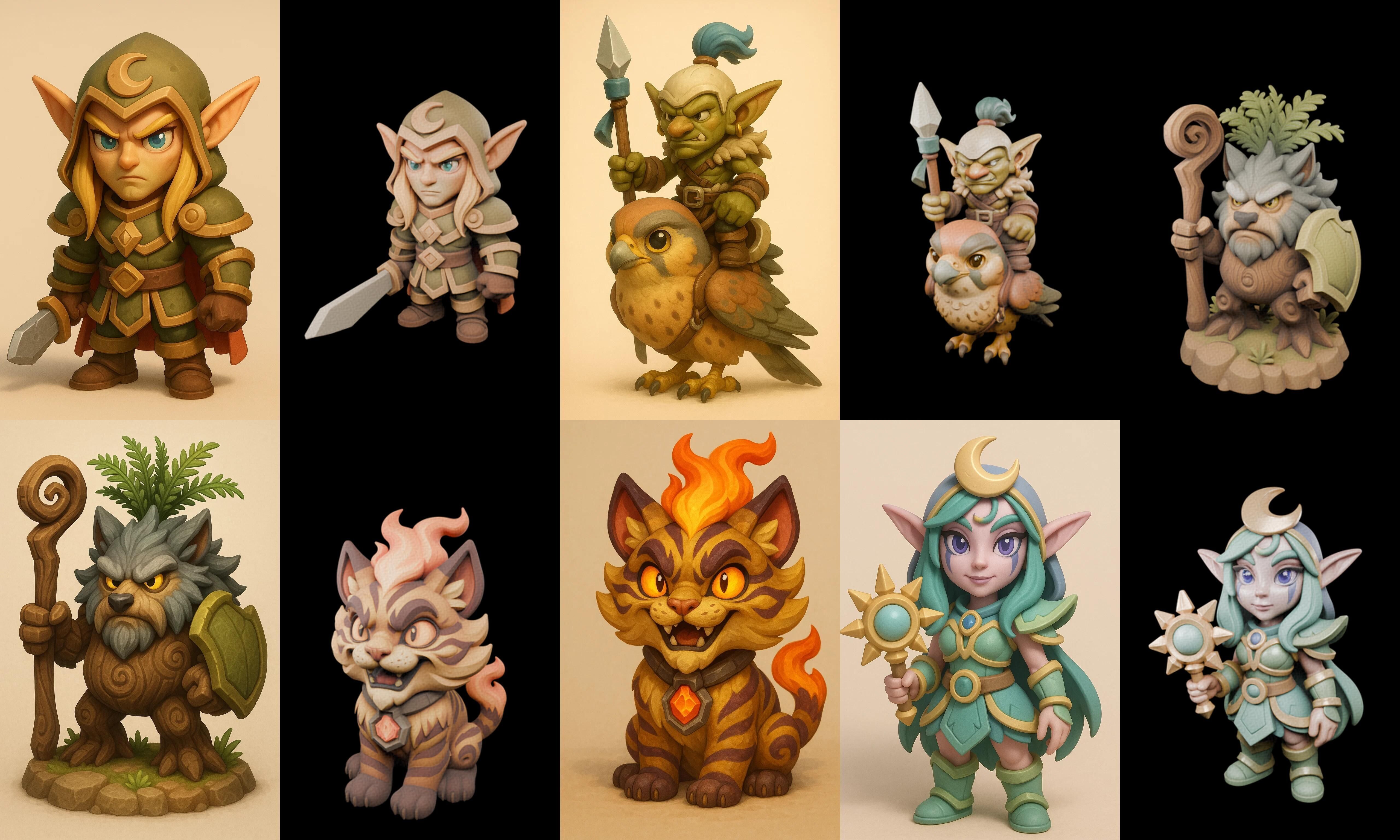Role Play Fantasy Character bundle 62 pack 100 glb Low-poly 3D model_15