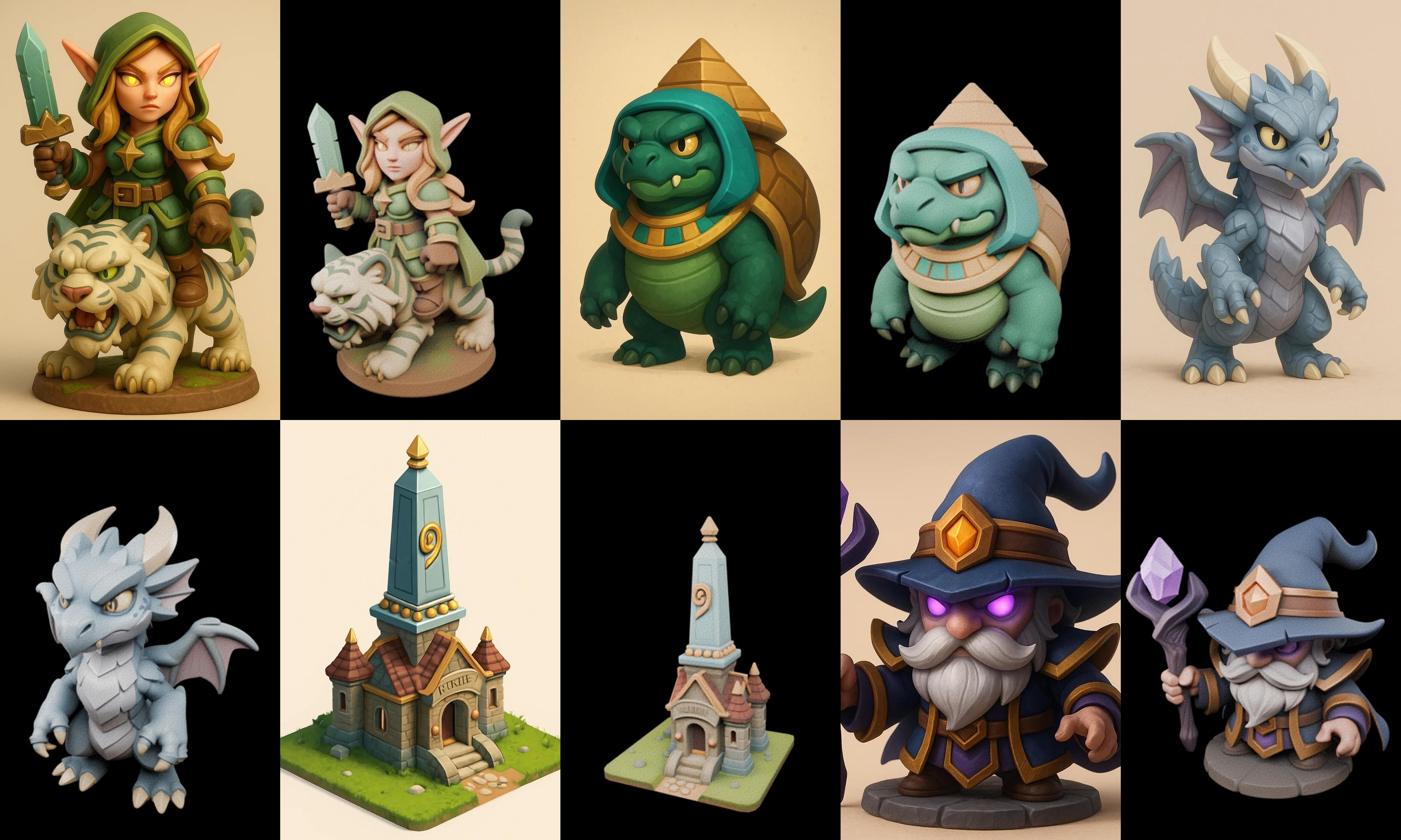 Role Play Fantasy Character bundle 62 pack 100 glb Low-poly 3D model_2