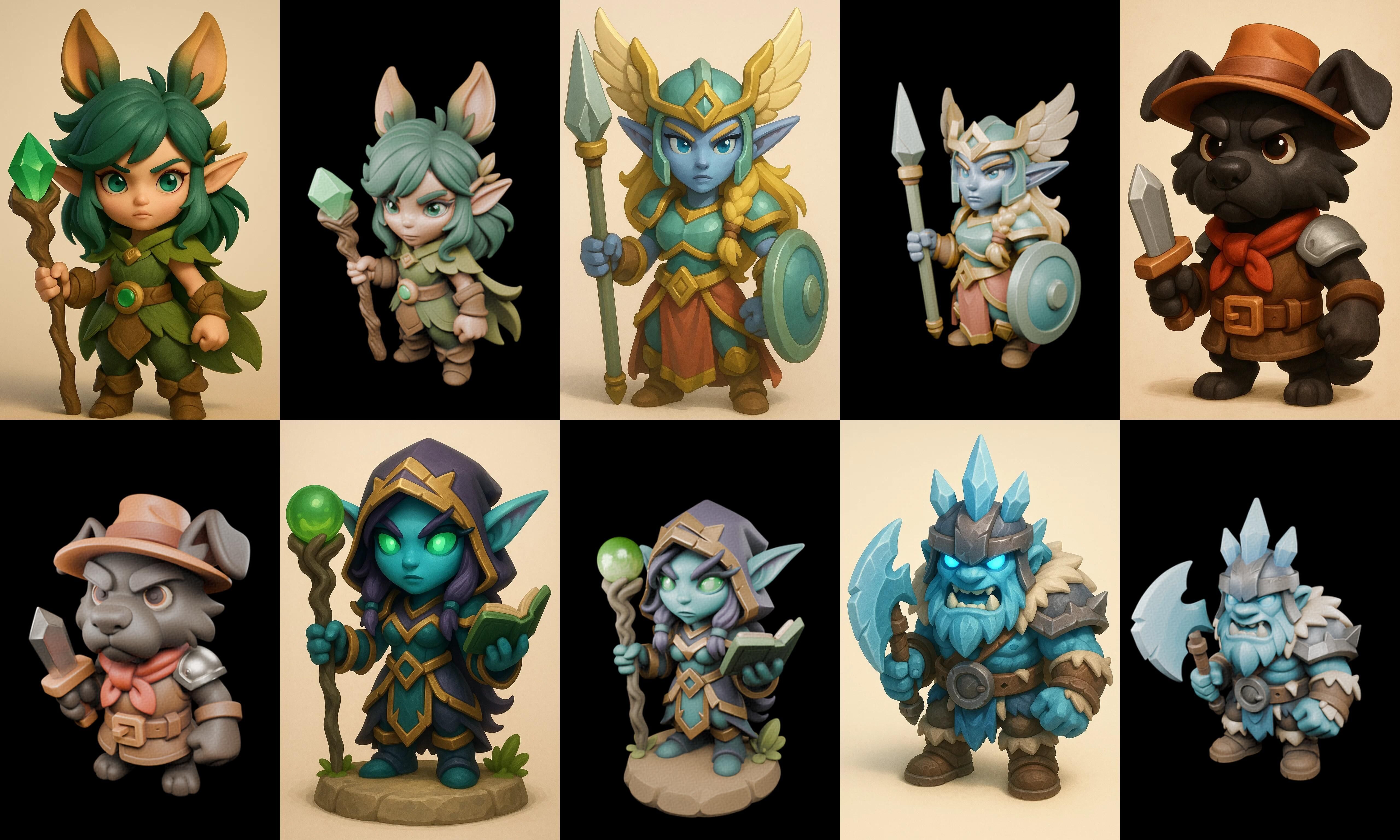 Role Play Fantasy Character bundle 62 pack 100 glb Low-poly 3D model_5