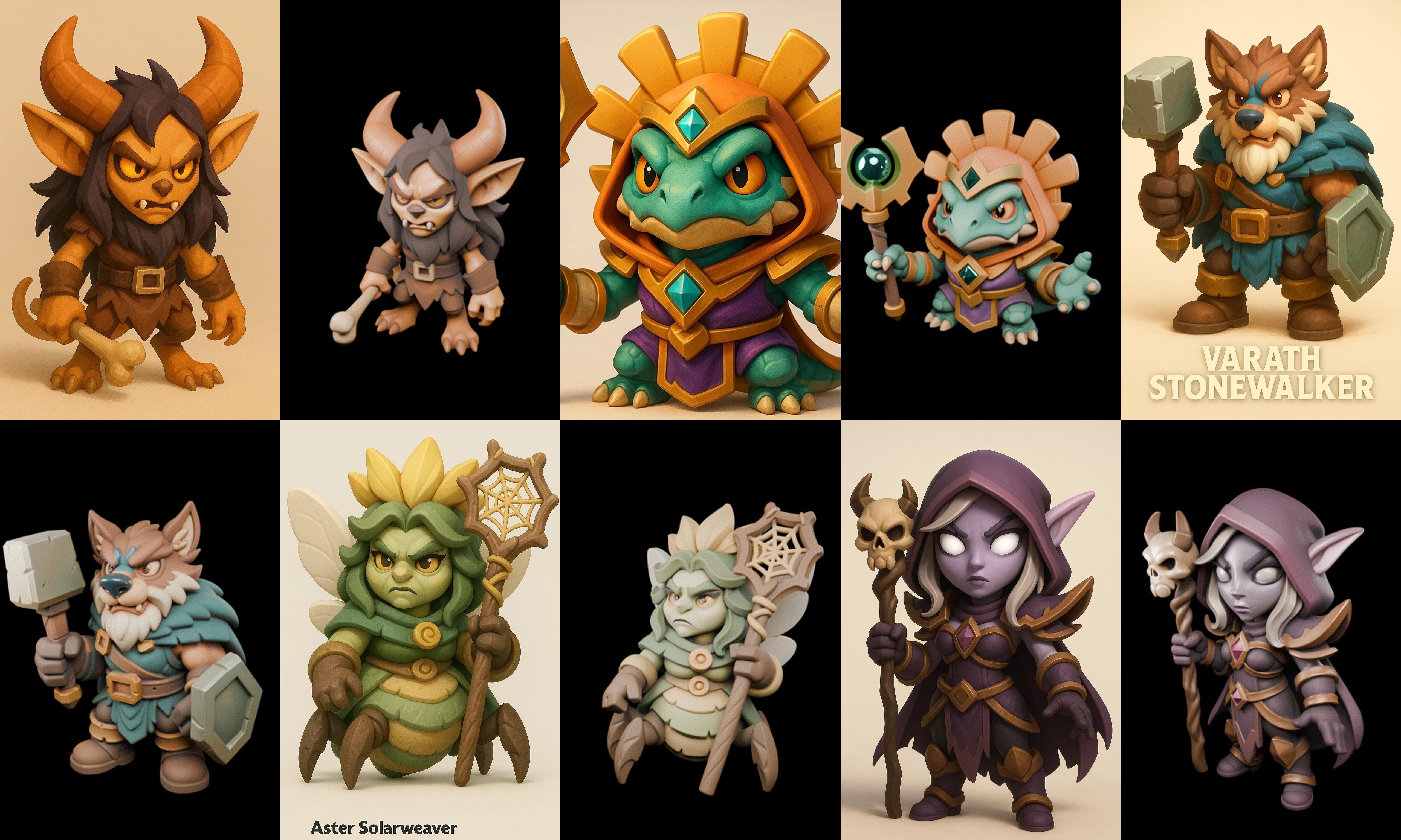 Role Play Fantasy Character bundle 62 pack 100 glb Low-poly 3D model_17