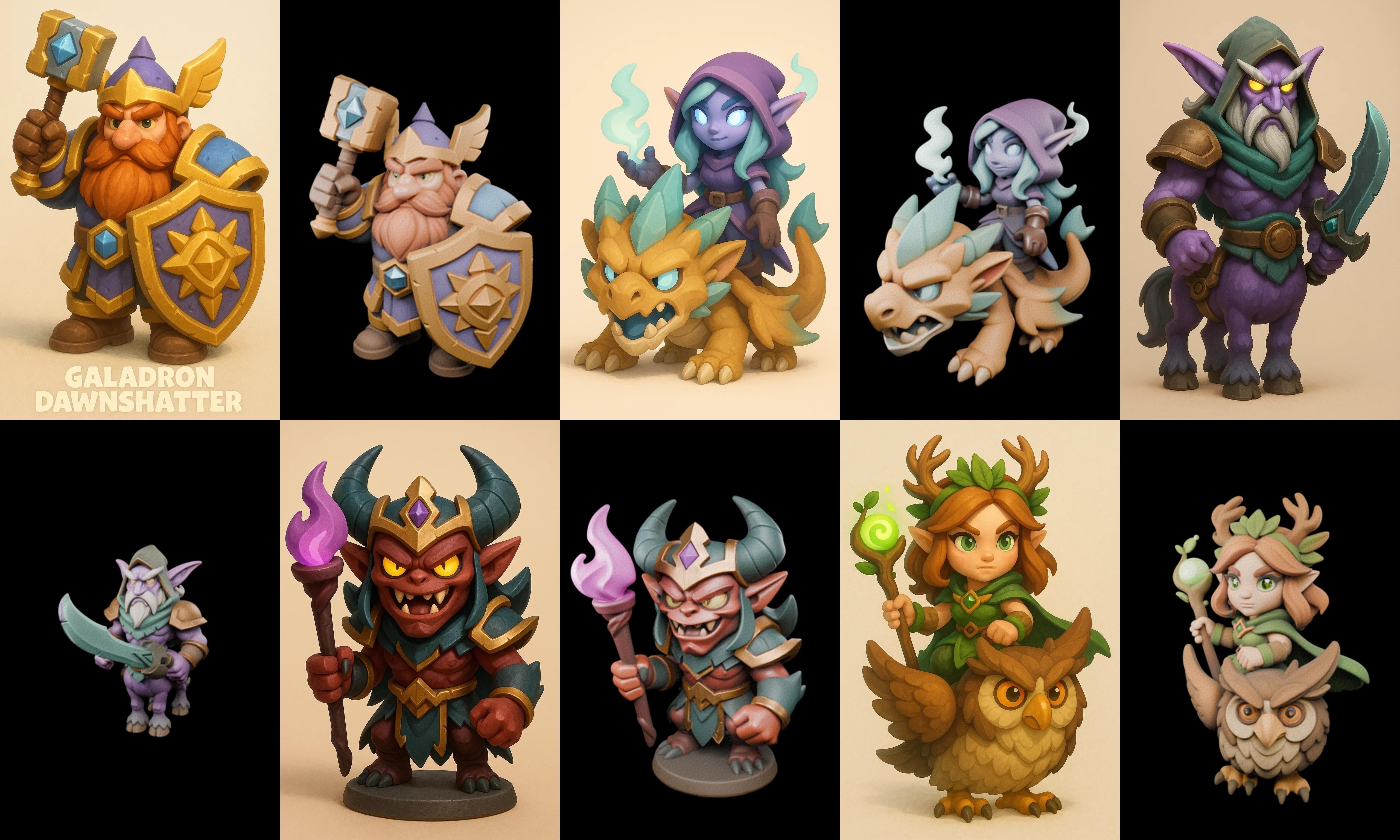 Role Play Fantasy Character bundle 62 pack 100 glb Low-poly 3D model_7