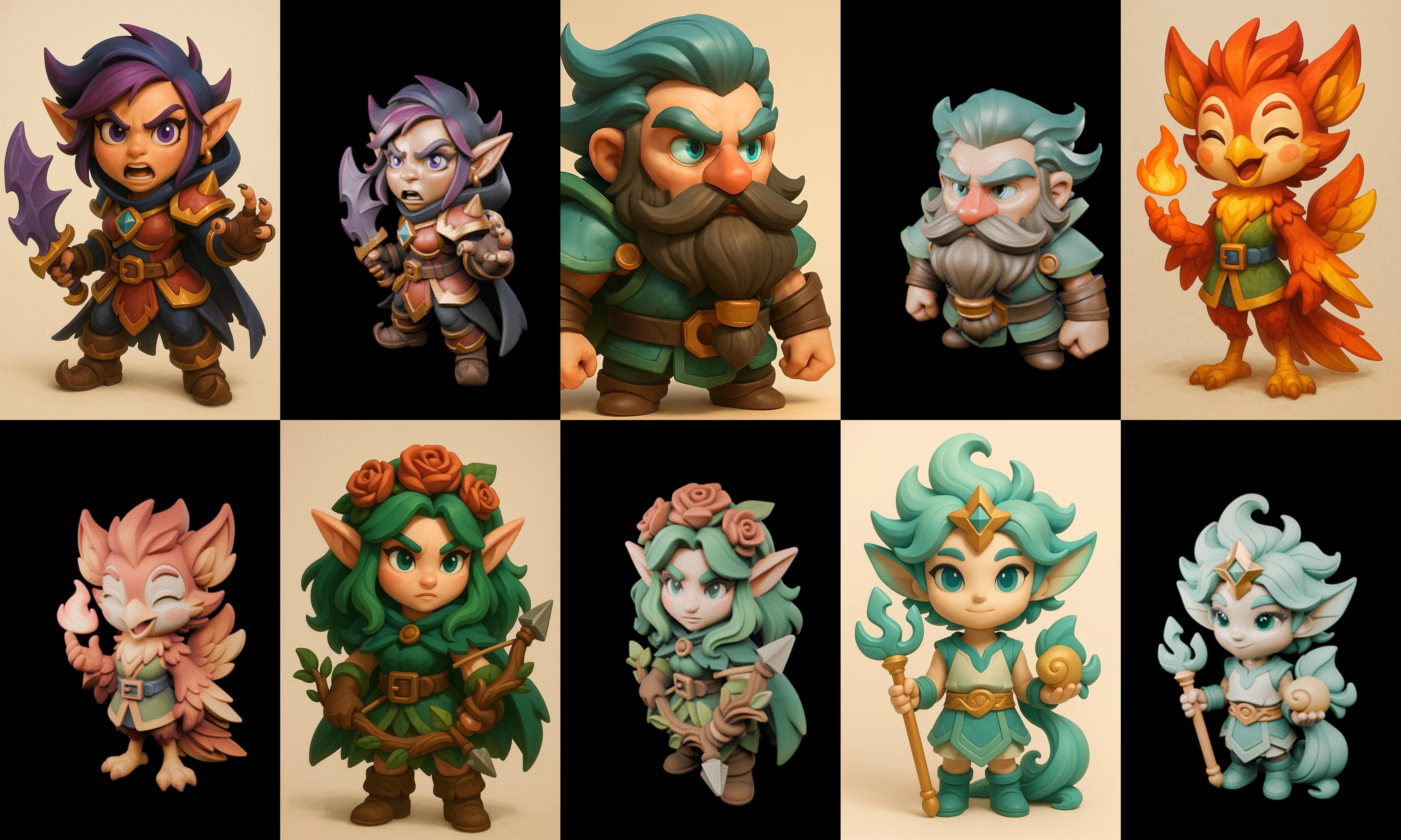 Role Play Fantasy Character bundle 62 pack 100 glb Low-poly 3D model_12