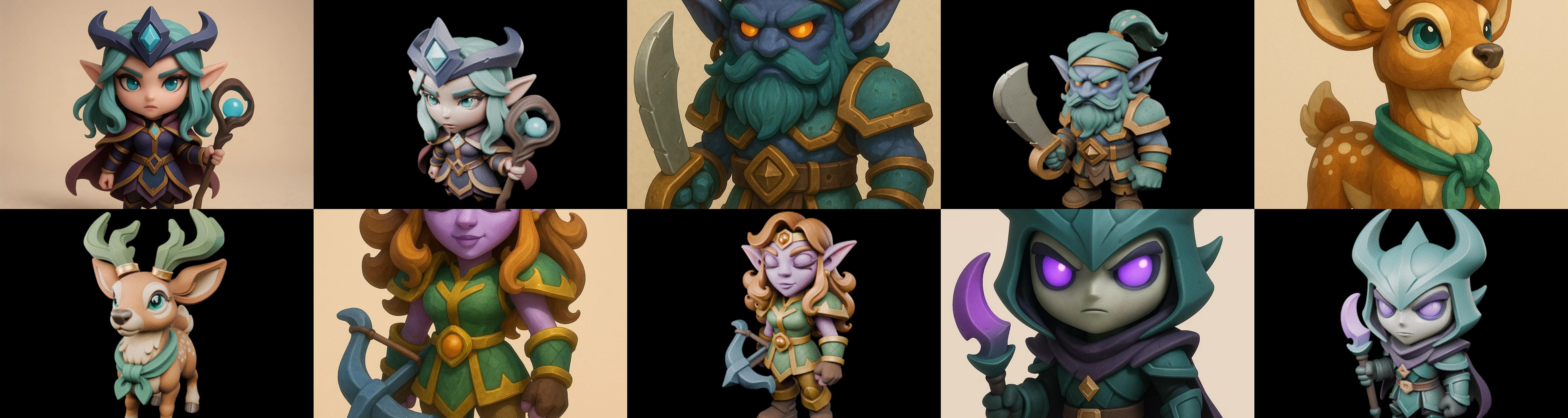 Role Play Fantasy Character bundle 62 pack 100 glb Low-poly 3D model_18