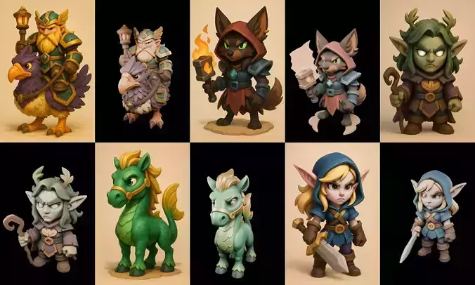 Role Play Fantasy Character bundle 61 pack 100 glb