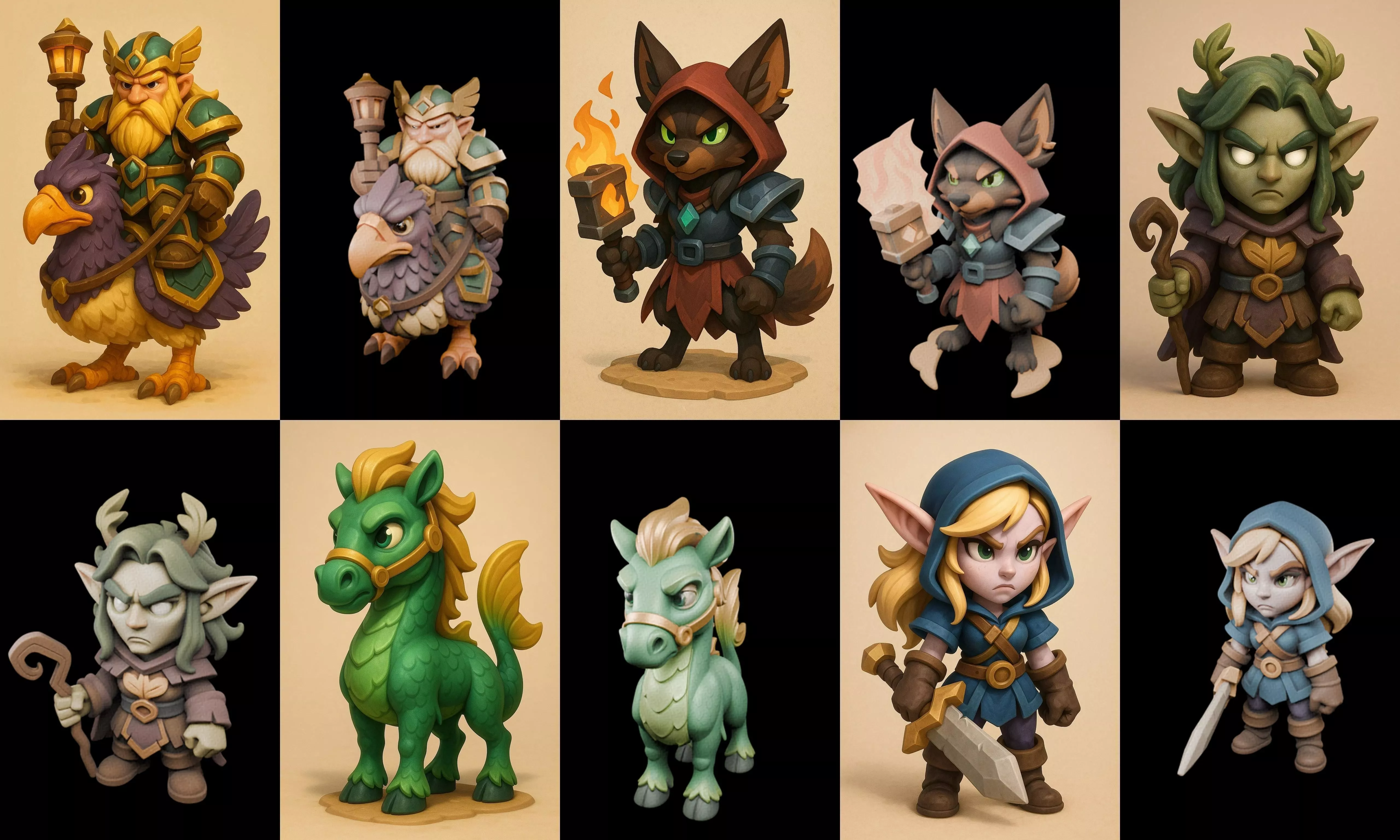 Role Play Fantasy Character bundle 61 pack 100 glb Low-poly 3D model