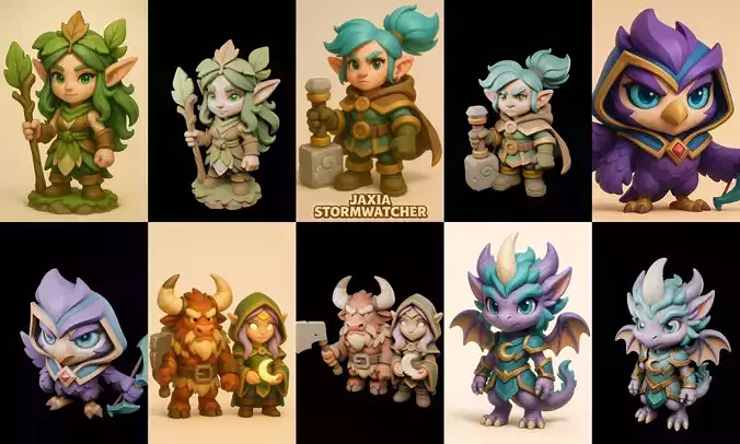 Role Play Fantasy Character bundle 60 pack 100 glb