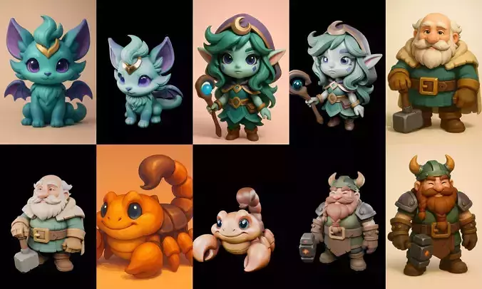Role Play Fantasy Character bundle 6 pack 100 glb