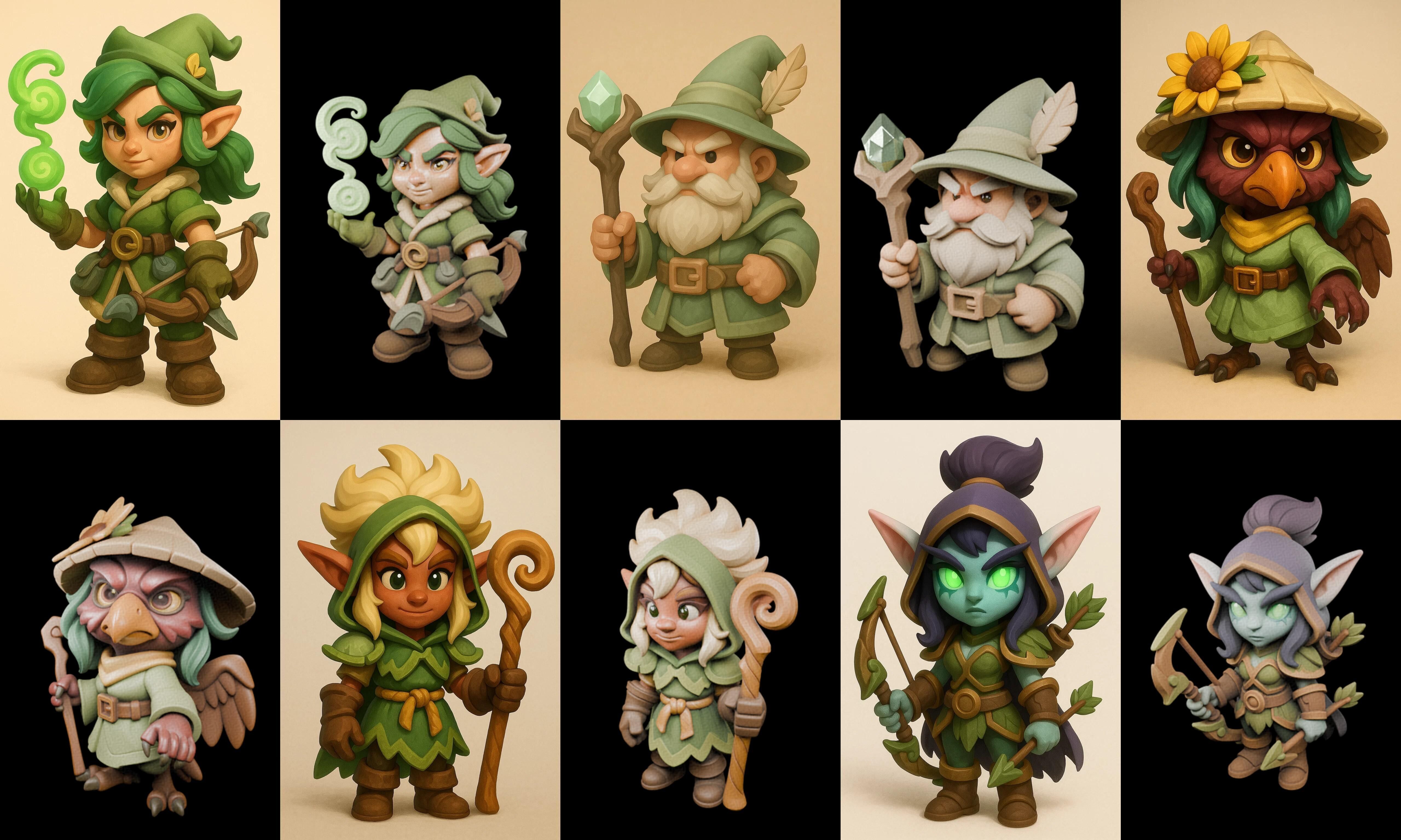 Role Play Fantasy Character bundle 59 pack 100 glb Low-poly 3D model_8