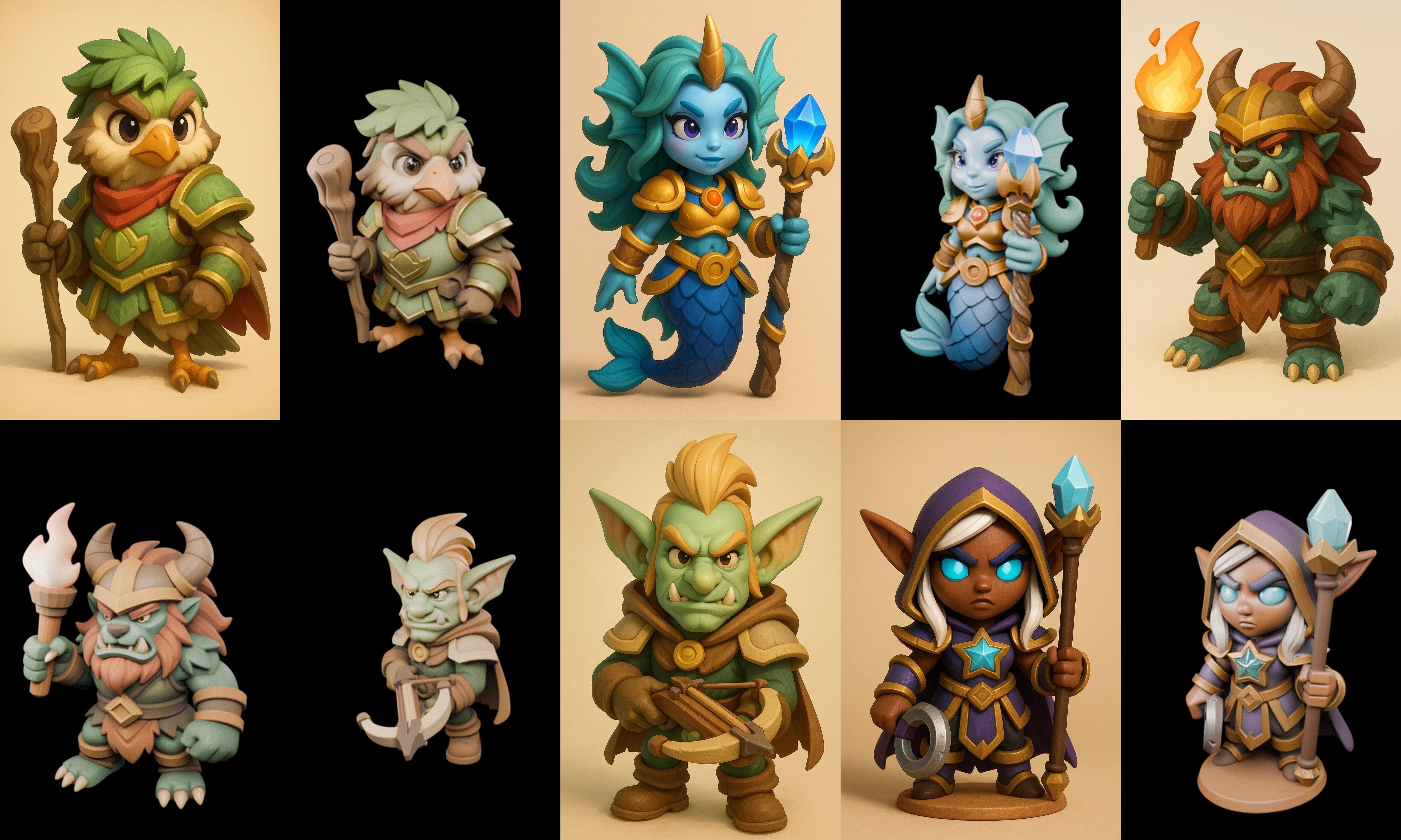 Role Play Fantasy Character bundle 59 pack 100 glb Low-poly 3D model_19