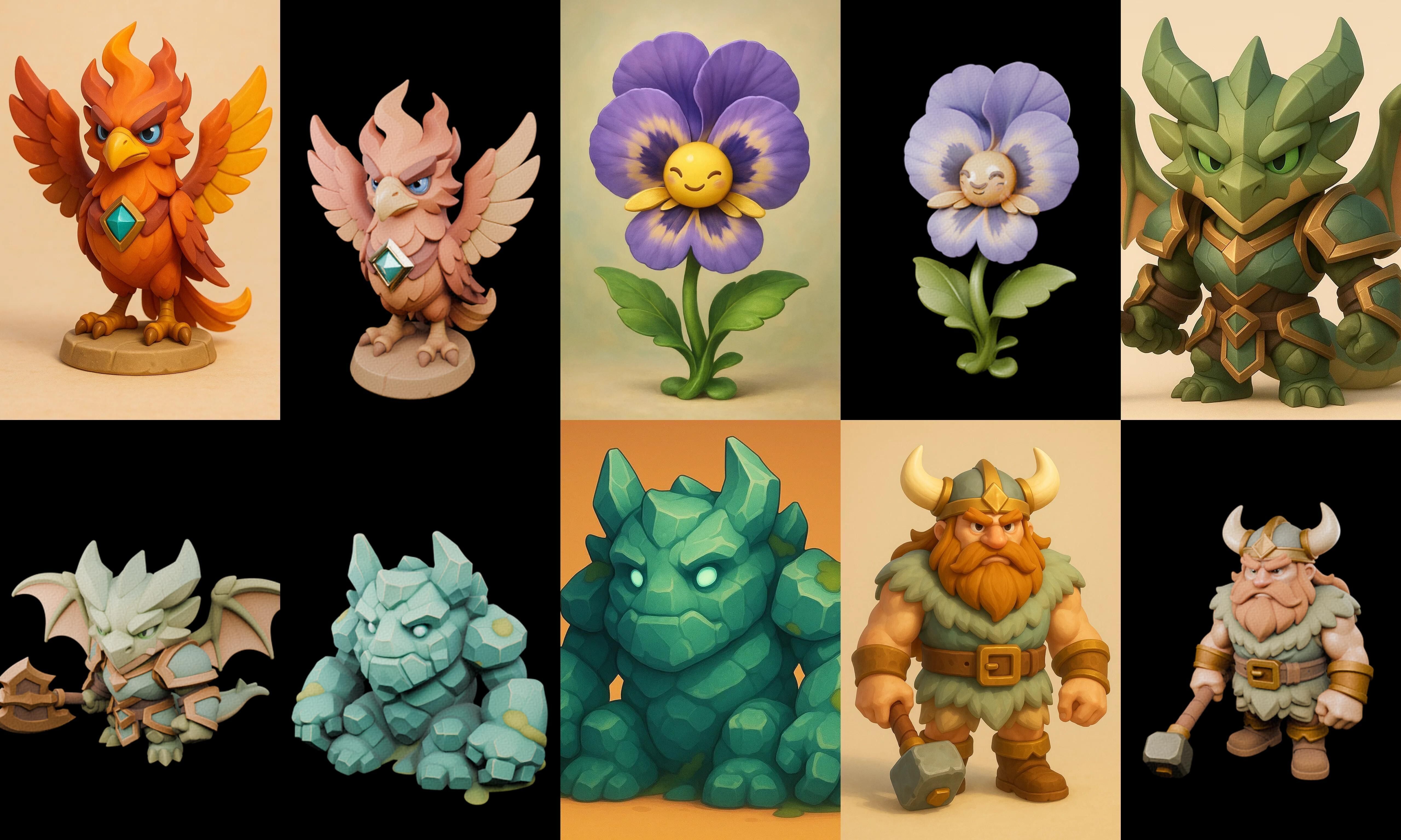 Role Play Fantasy Character bundle 59 pack 100 glb Low-poly 3D model_11