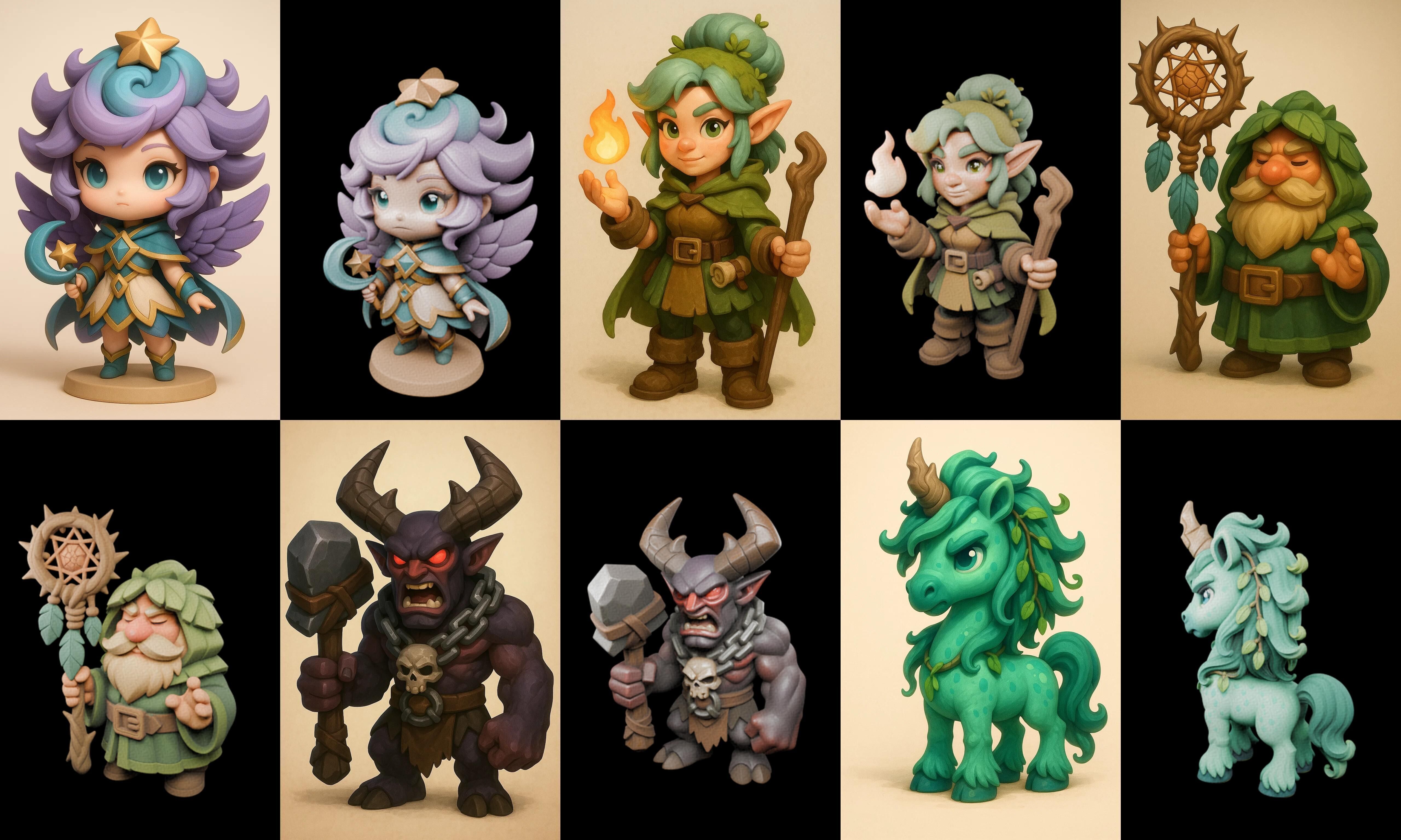Role Play Fantasy Character bundle 59 pack 100 glb Low-poly 3D model_4