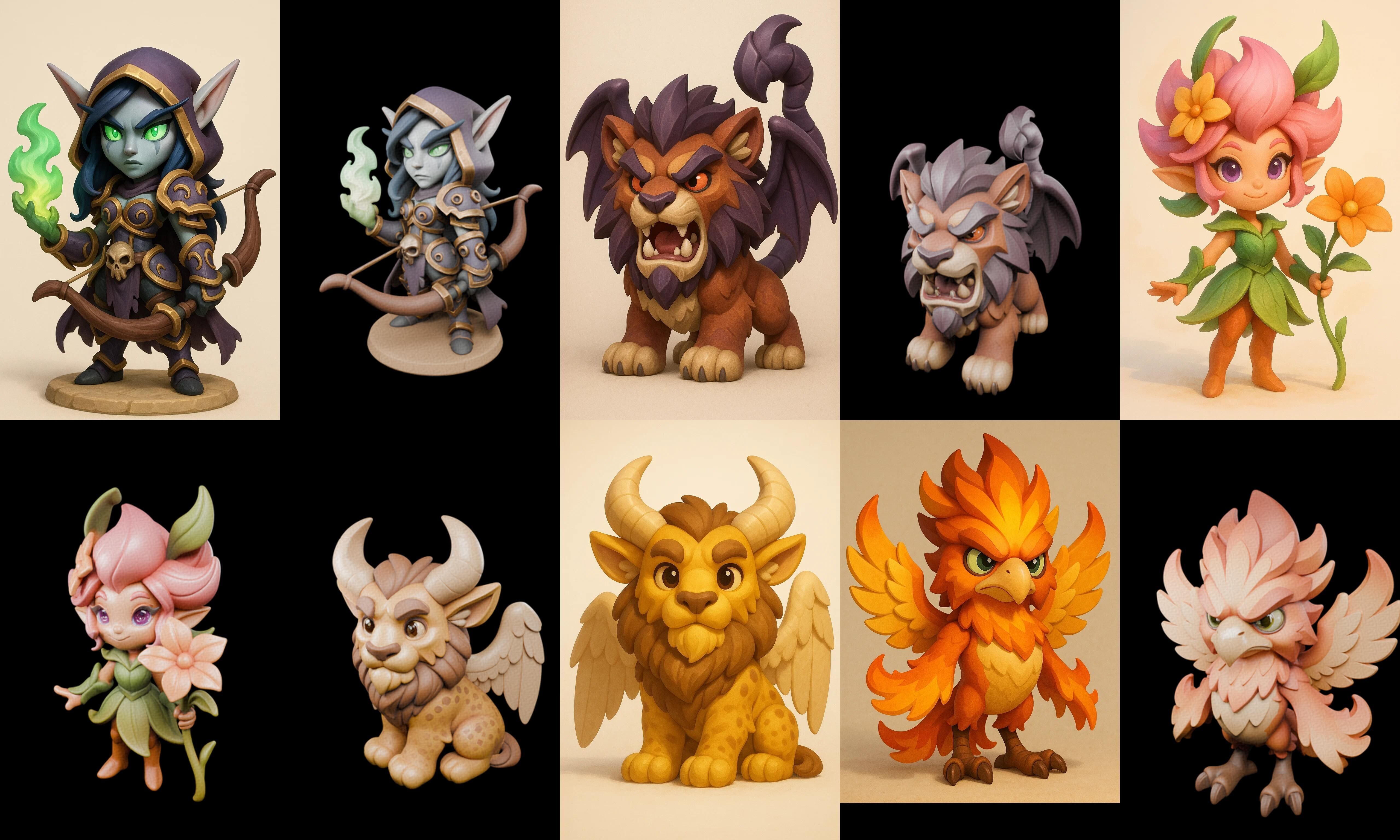 Role Play Fantasy Character bundle 59 pack 100 glb Low-poly 3D model_7