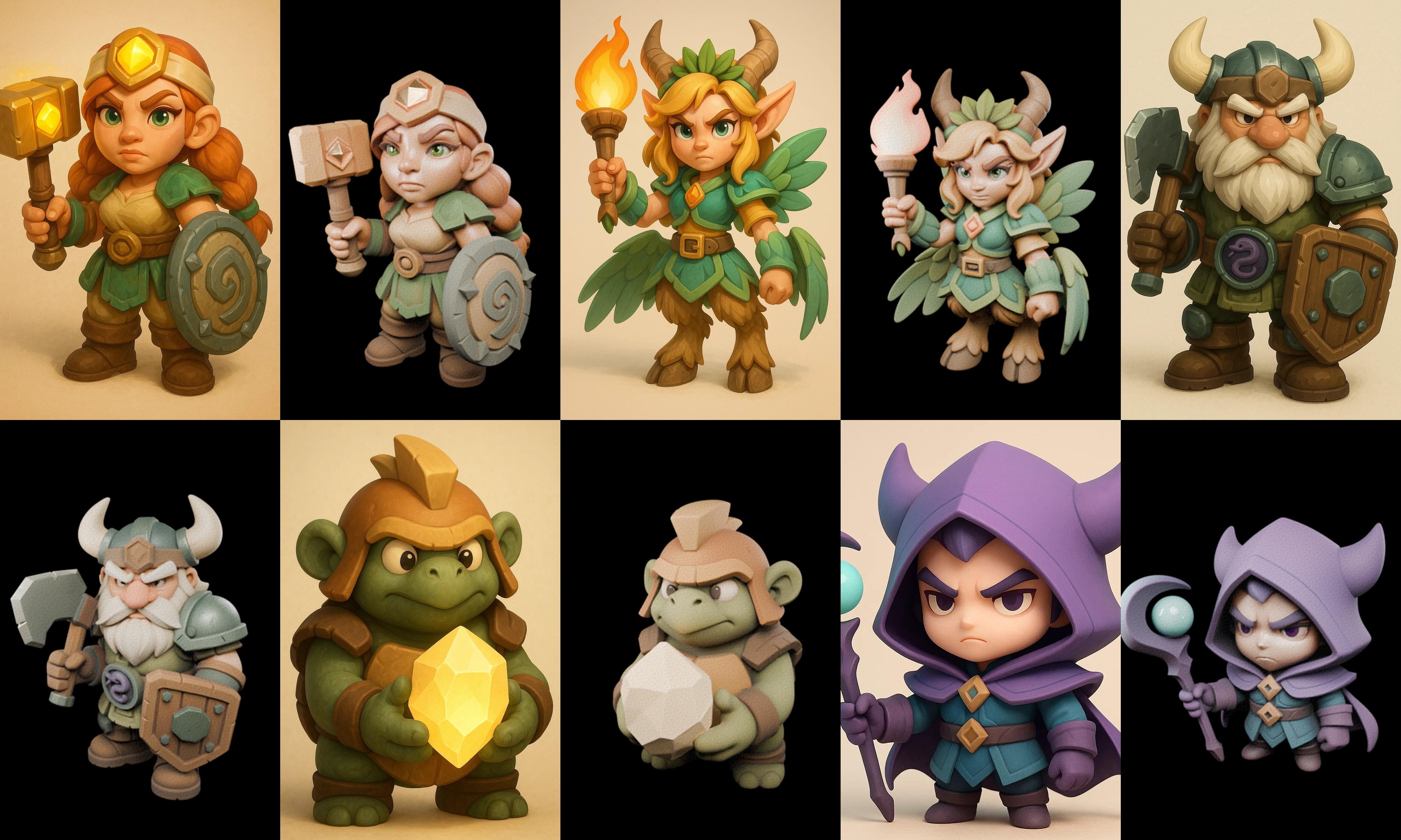 Role Play Fantasy Character bundle 59 pack 100 glb Low-poly 3D model_5