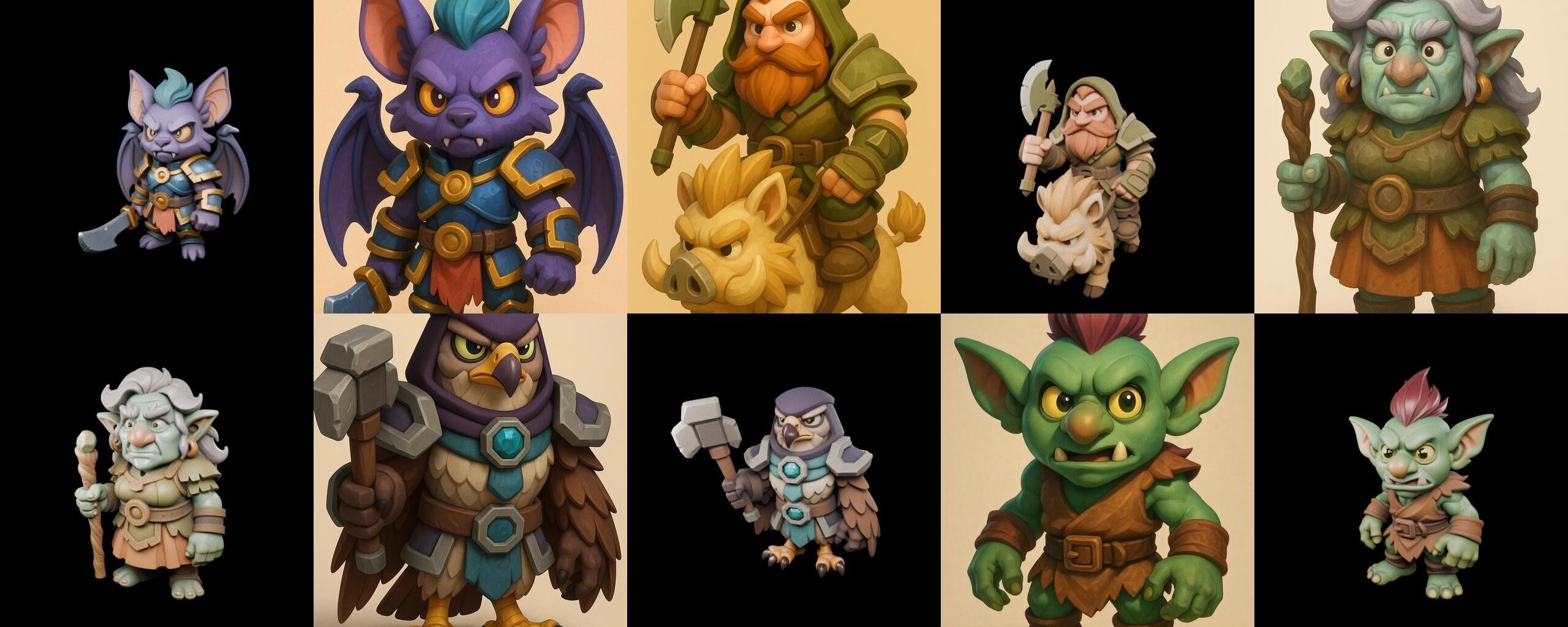 Role Play Fantasy Character bundle 59 pack 100 glb Low-poly 3D model_15