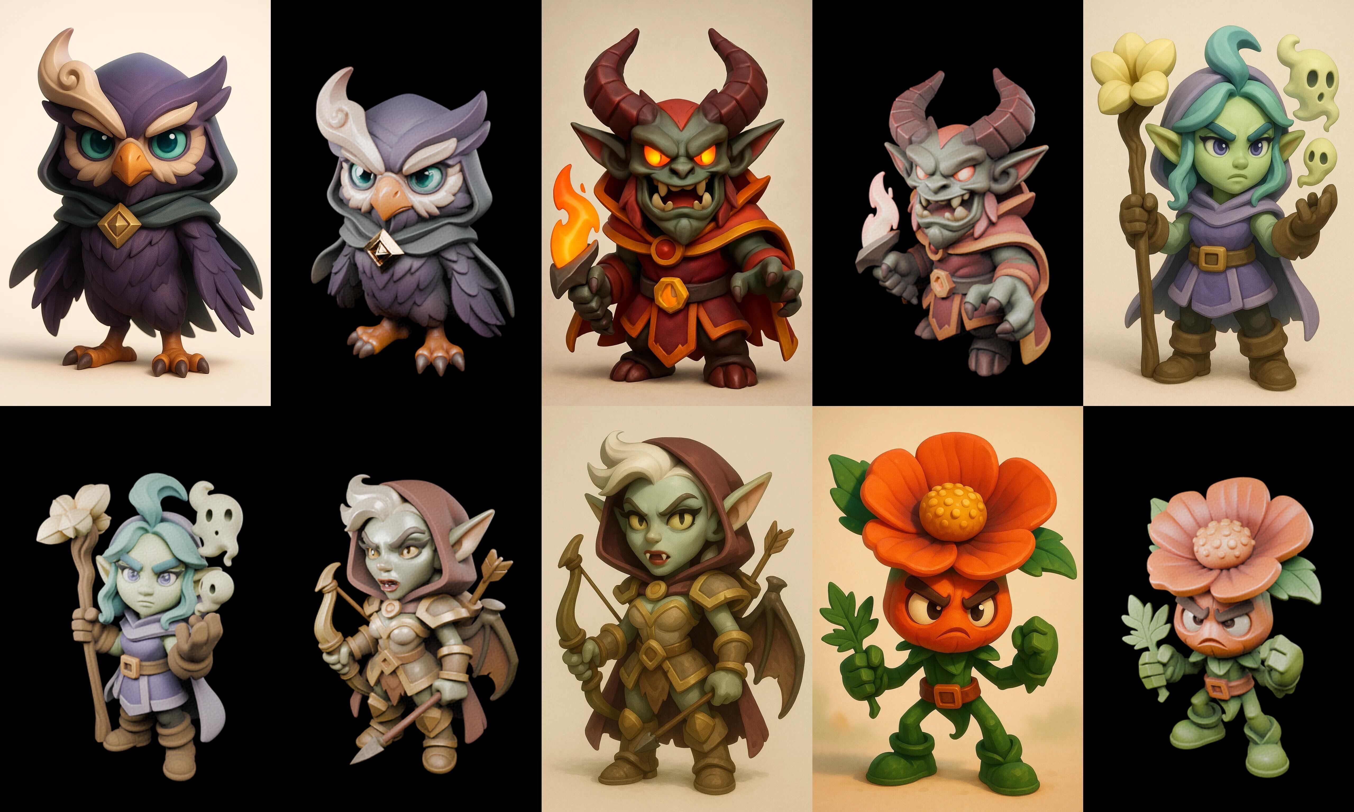 Role Play Fantasy Character bundle 59 pack 100 glb Low-poly 3D model_14