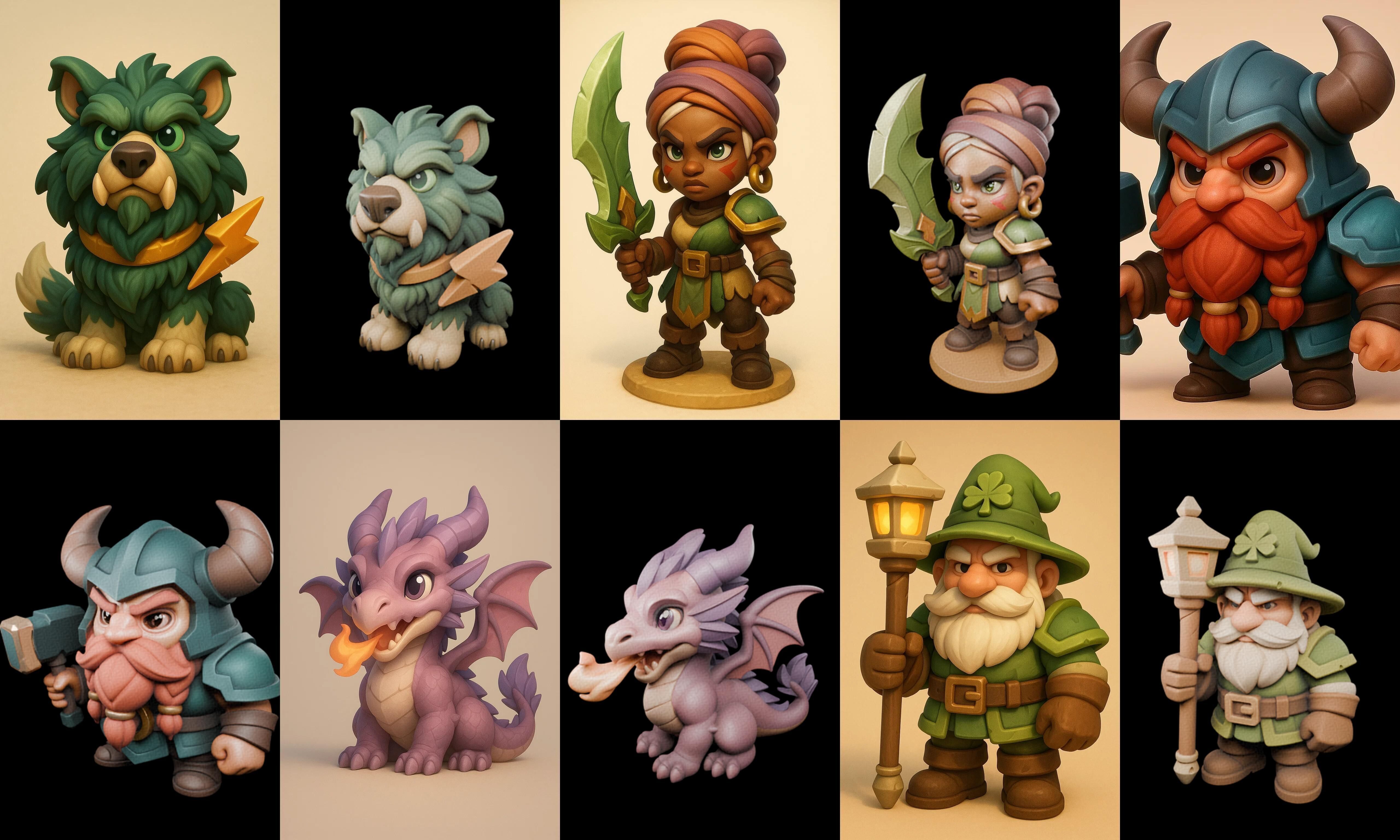 Role Play Fantasy Character bundle 59 pack 100 glb Low-poly 3D model_2