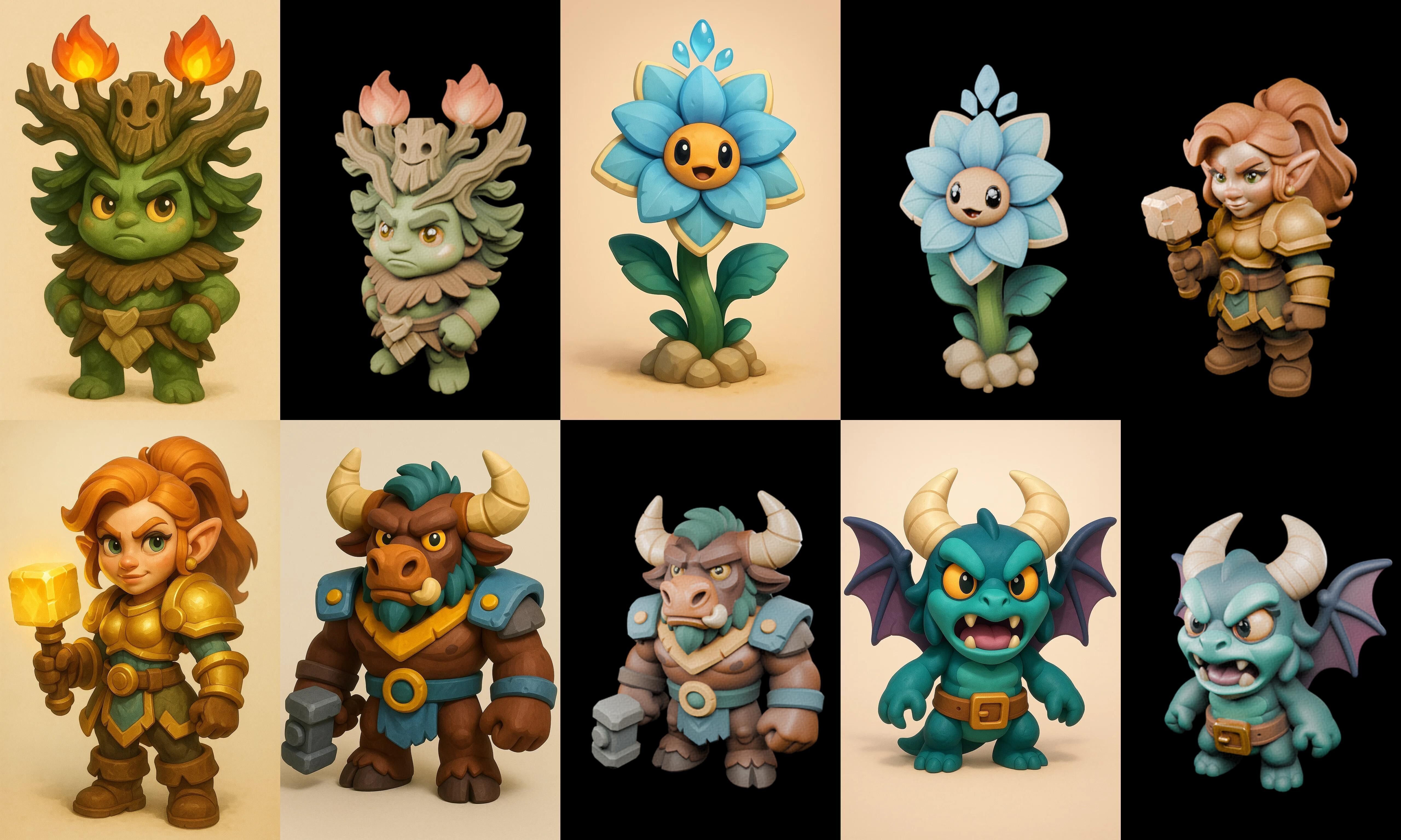 Role Play Fantasy Character bundle 59 pack 100 glb Low-poly 3D model_3