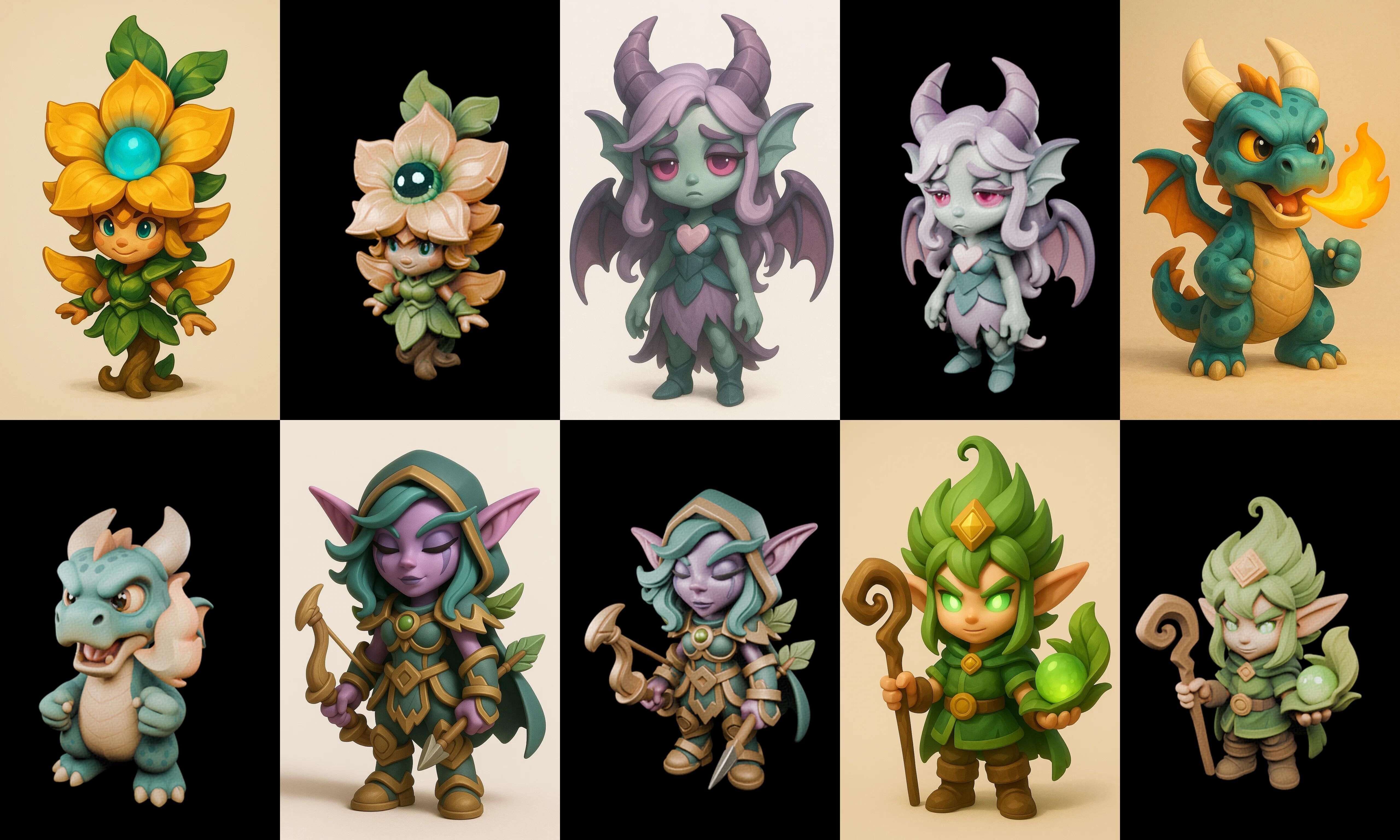 Role Play Fantasy Character bundle 59 pack 100 glb Low-poly 3D model_12