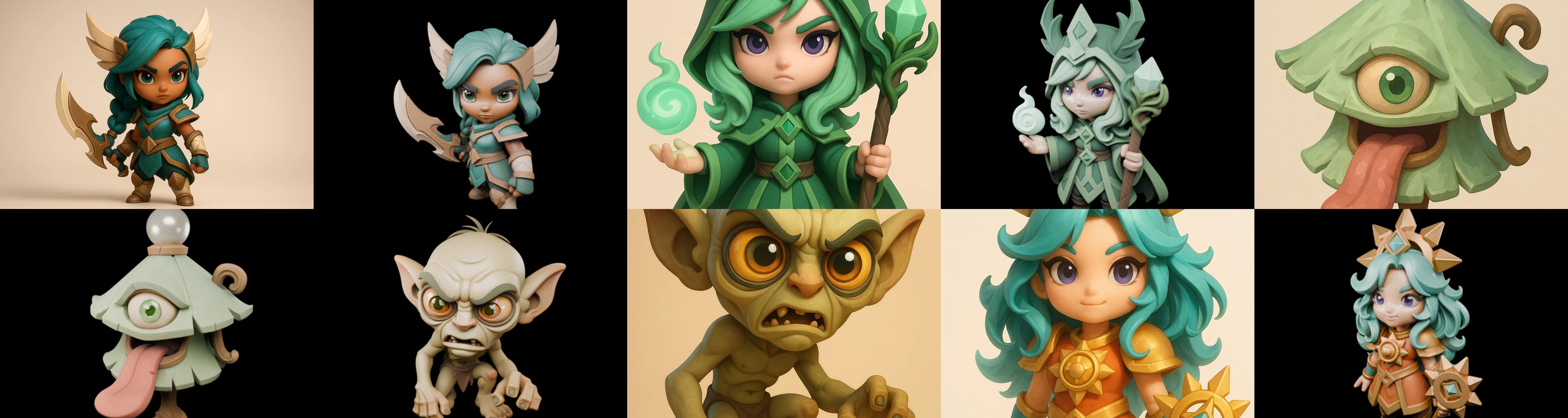 Role Play Fantasy Character bundle 59 pack 100 glb Low-poly 3D model_13