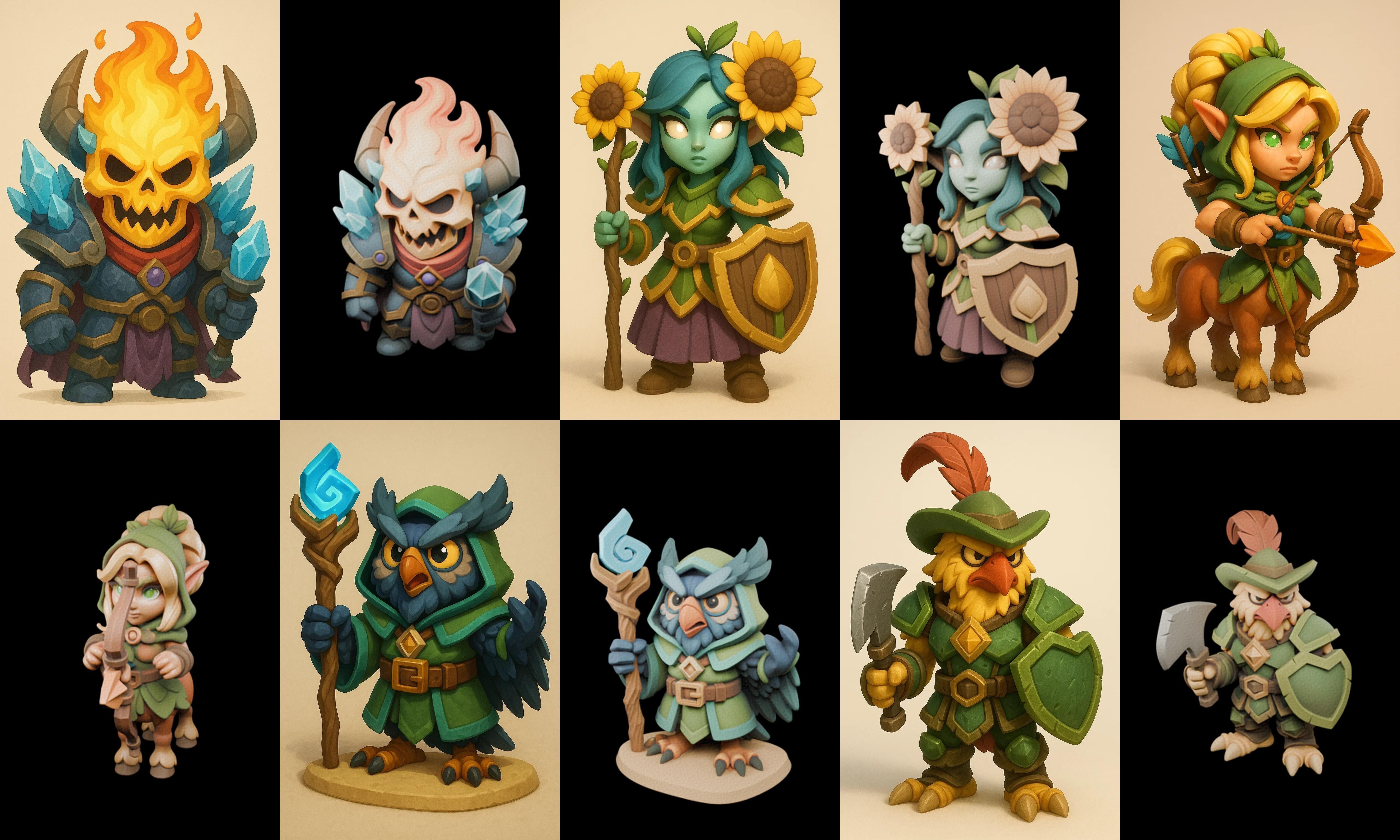 Role Play Fantasy Character bundle 59 pack 100 glb Low-poly 3D model_9