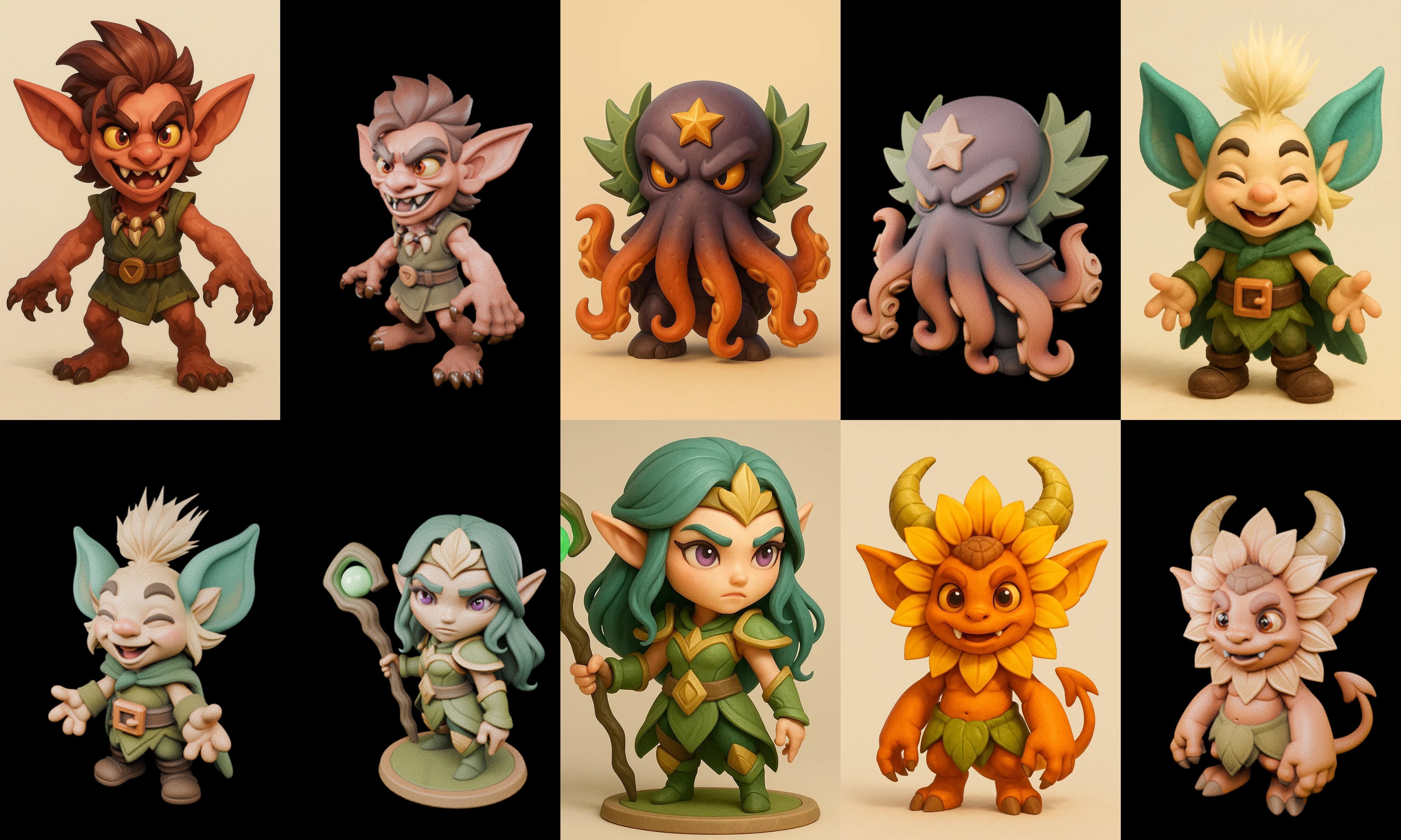 Role Play Fantasy Character bundle 59 pack 100 glb Low-poly 3D model_17